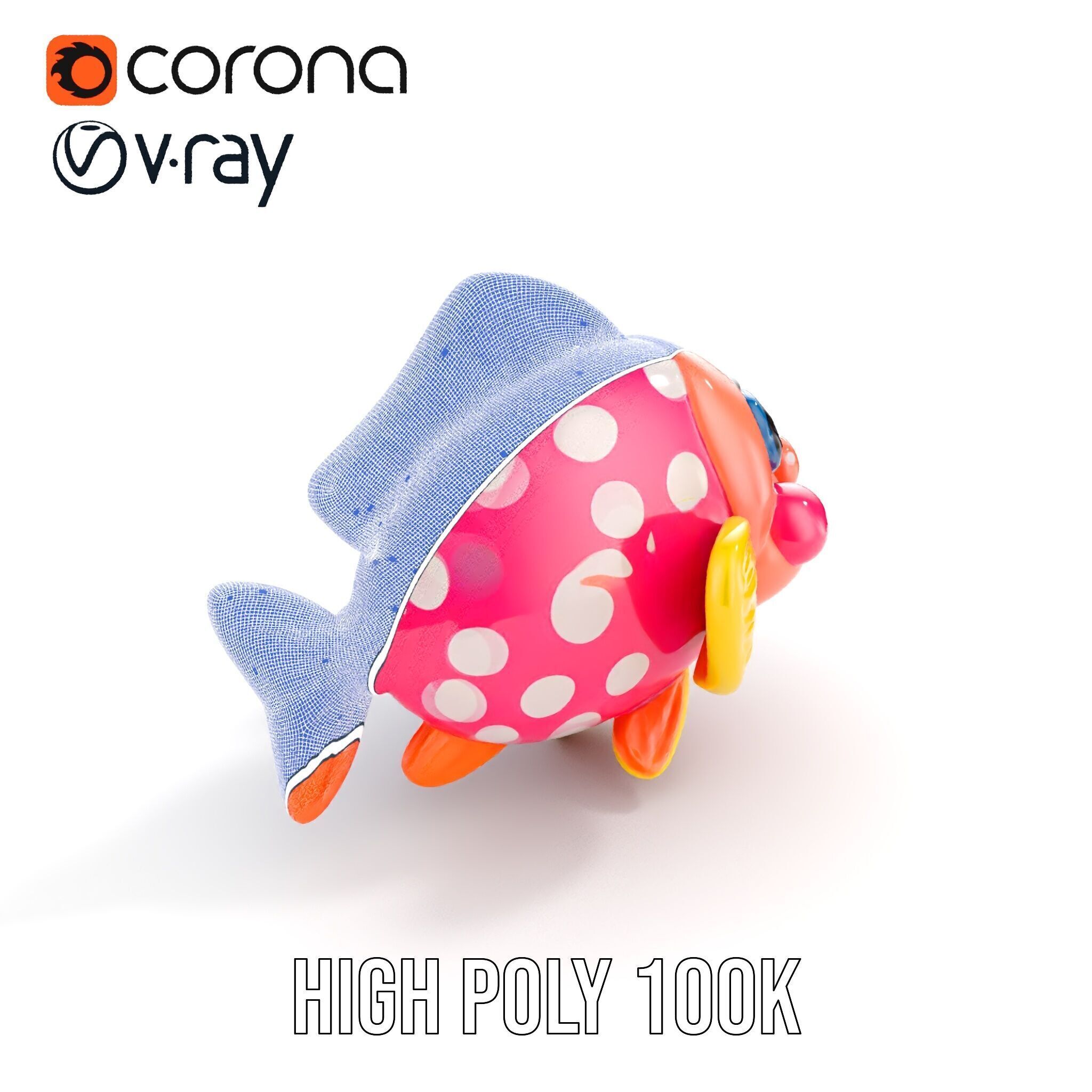 Cartoon Fish Model Pack with Vibrant Colors Low-poly 3D model_33