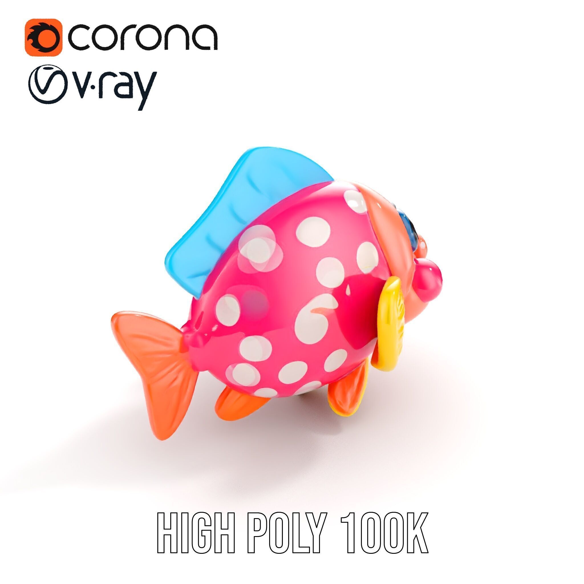 Cartoon Fish Model Pack with Vibrant Colors Low-poly 3D model_21
