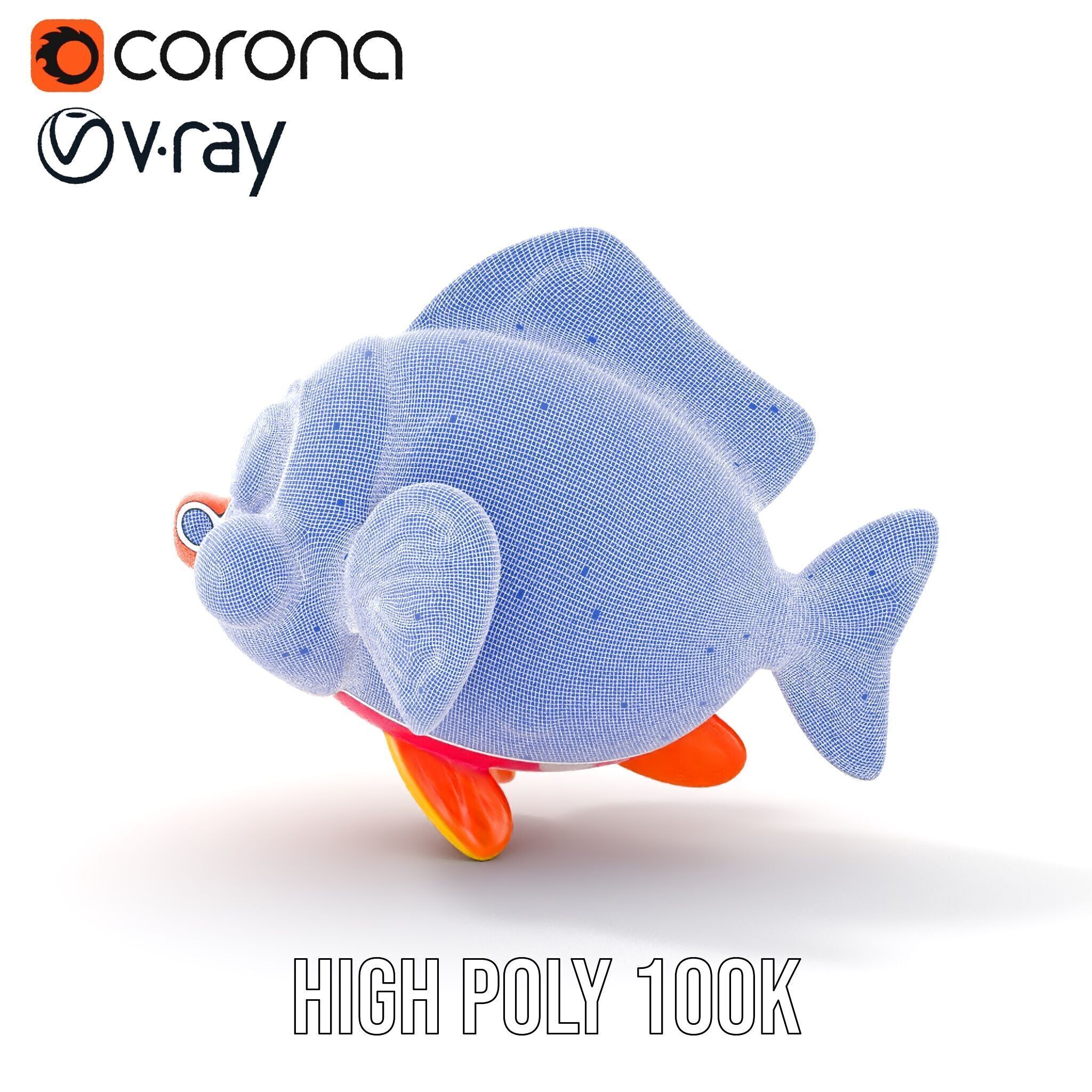 Cartoon Fish Model Pack with Vibrant Colors Low-poly 3D model_38