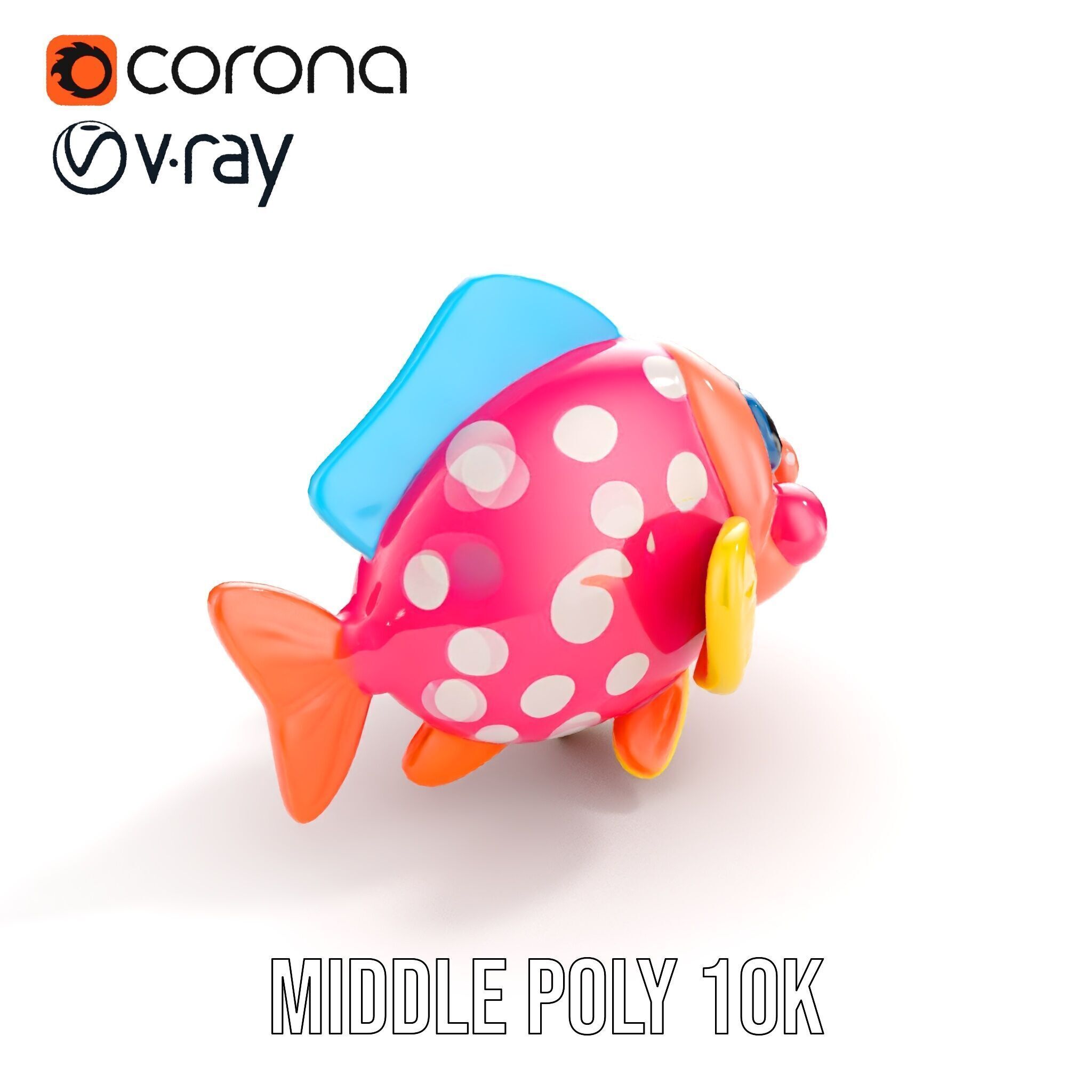 Cartoon Fish Model Pack with Vibrant Colors Low-poly 3D model_17