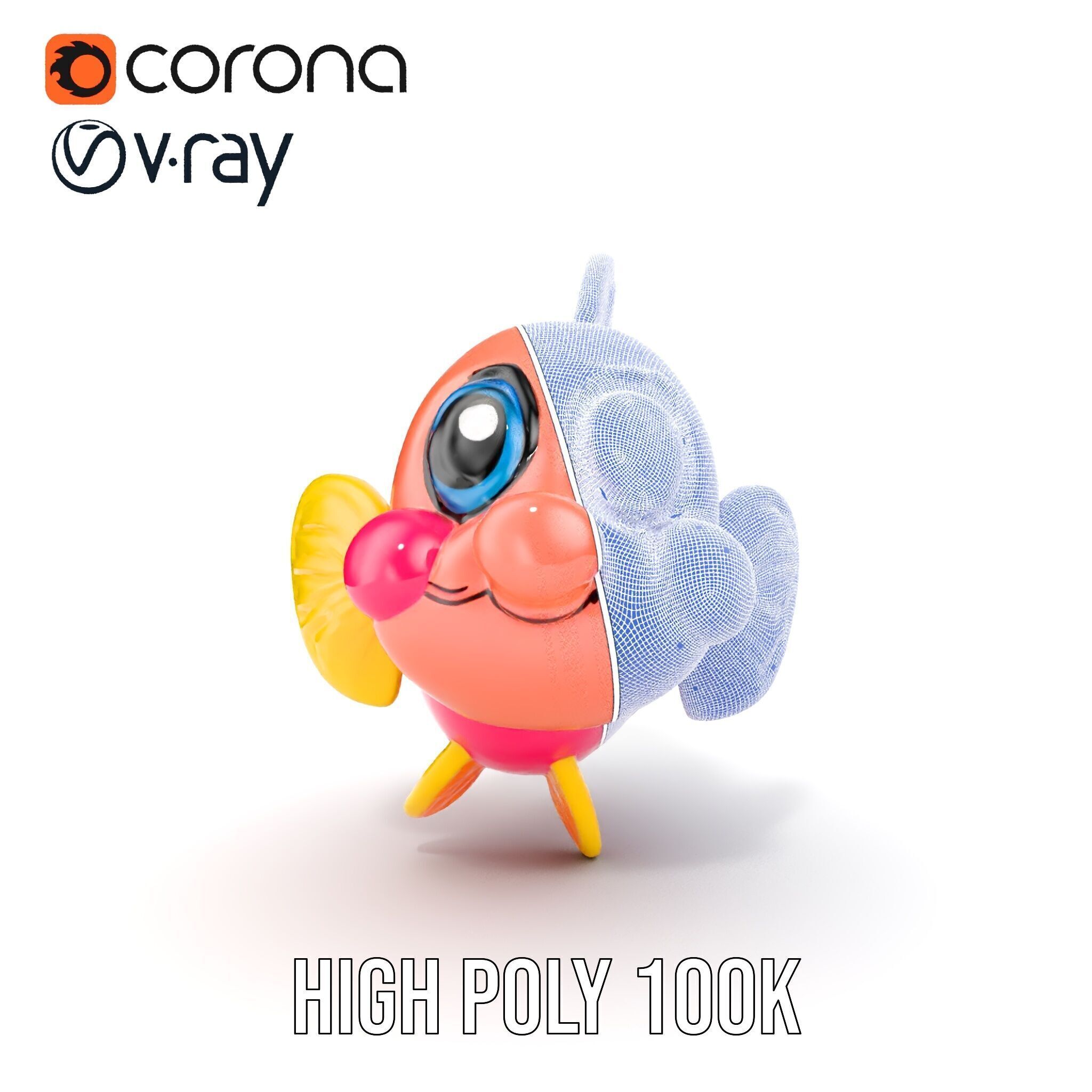 Cartoon Fish Model Pack with Vibrant Colors Low-poly 3D model_36