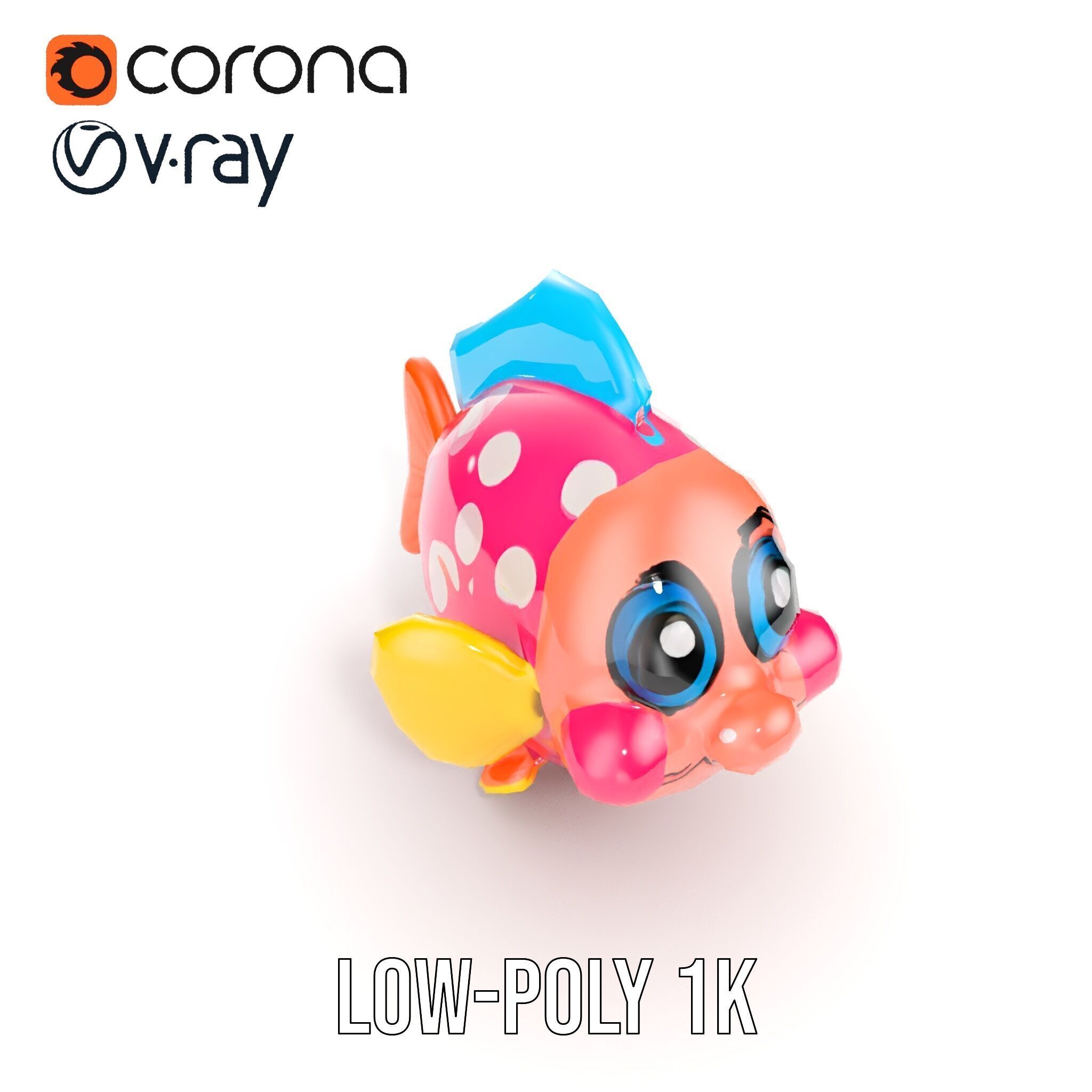 Cartoon Fish Model Pack with Vibrant Colors Low-poly 3D model_10