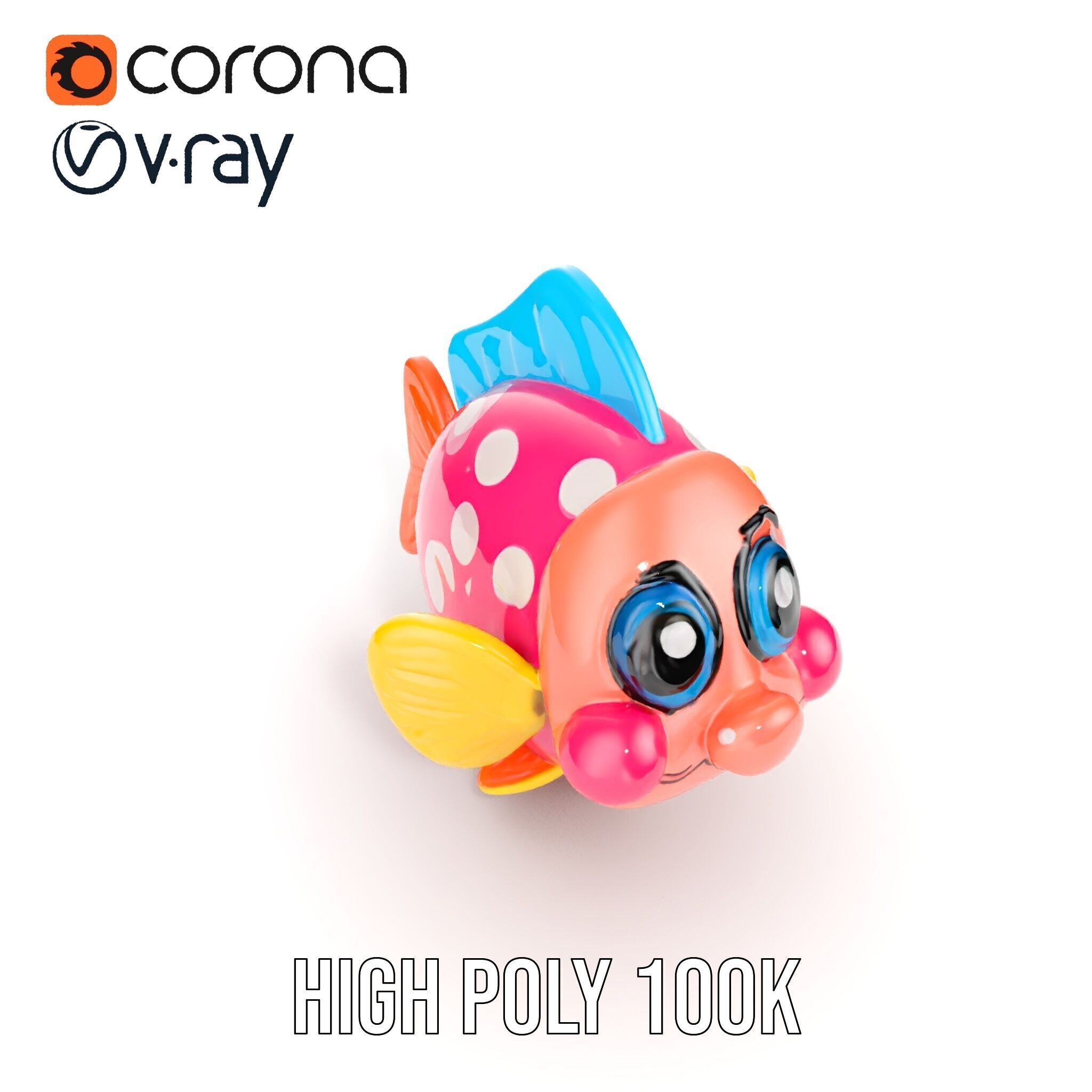 Cartoon Fish Model Pack with Vibrant Colors Low-poly 3D model_27