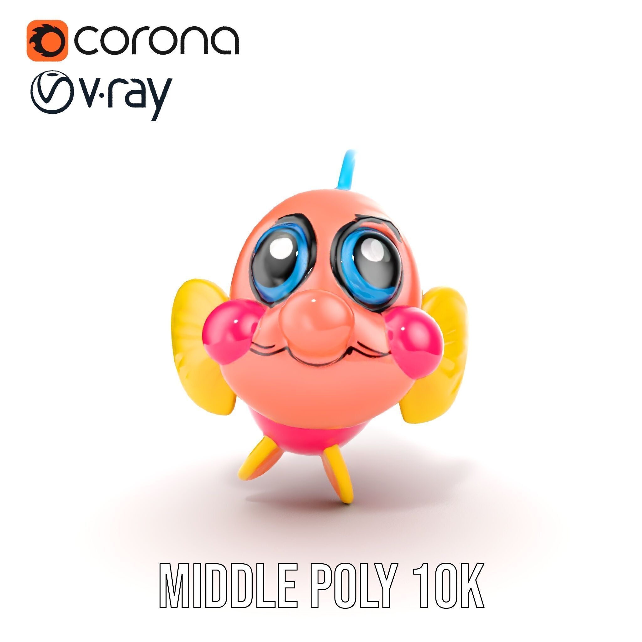 Cartoon Fish Model Pack with Vibrant Colors Low-poly 3D model_15