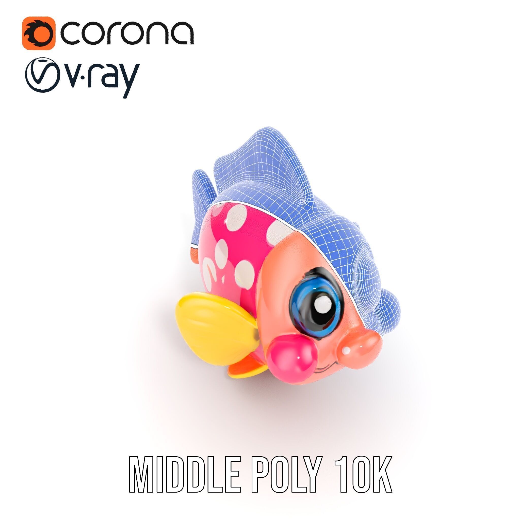 Cartoon Fish Model Pack with Vibrant Colors Low-poly 3D model_19