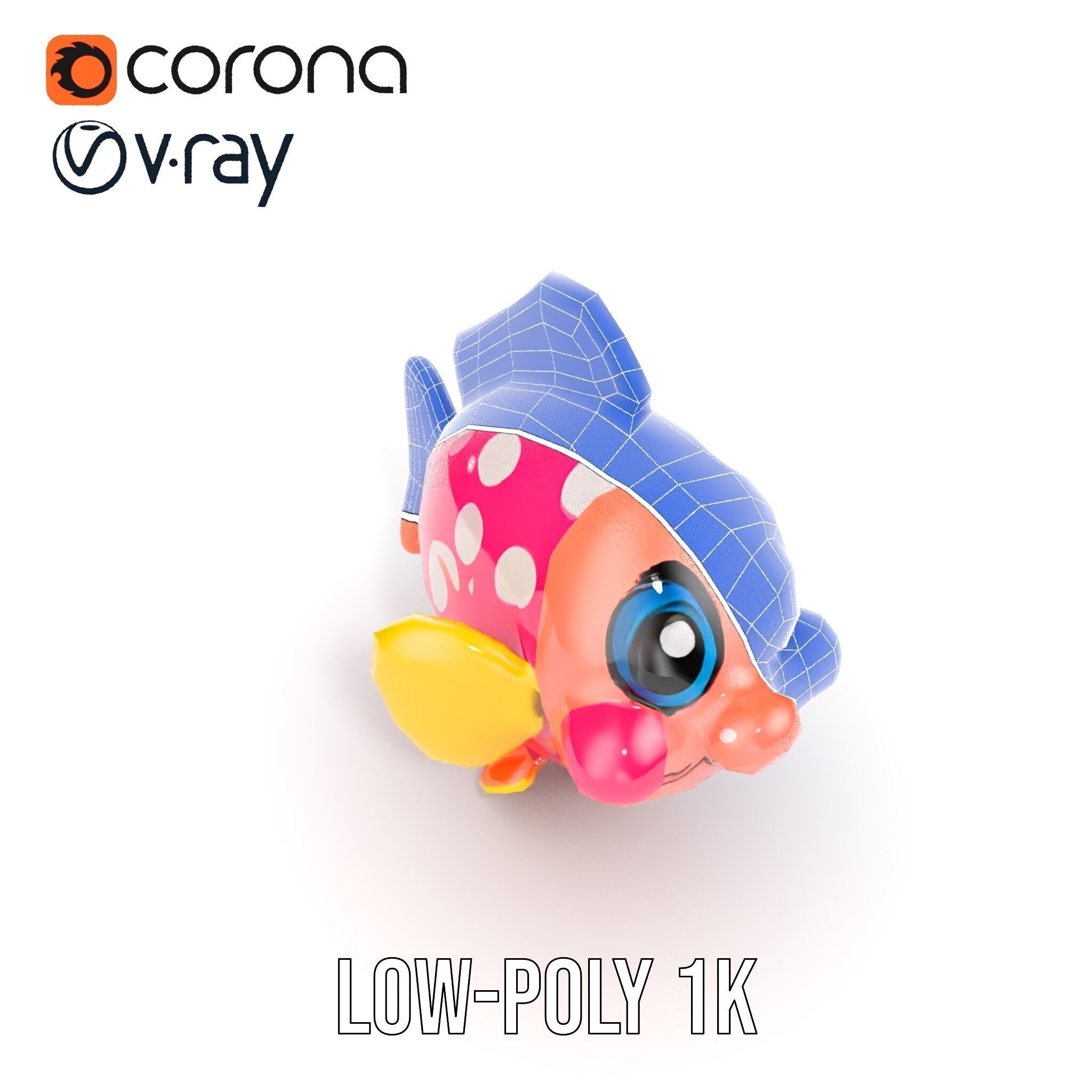 Cartoon Fish Model Pack with Vibrant Colors Low-poly 3D model_20