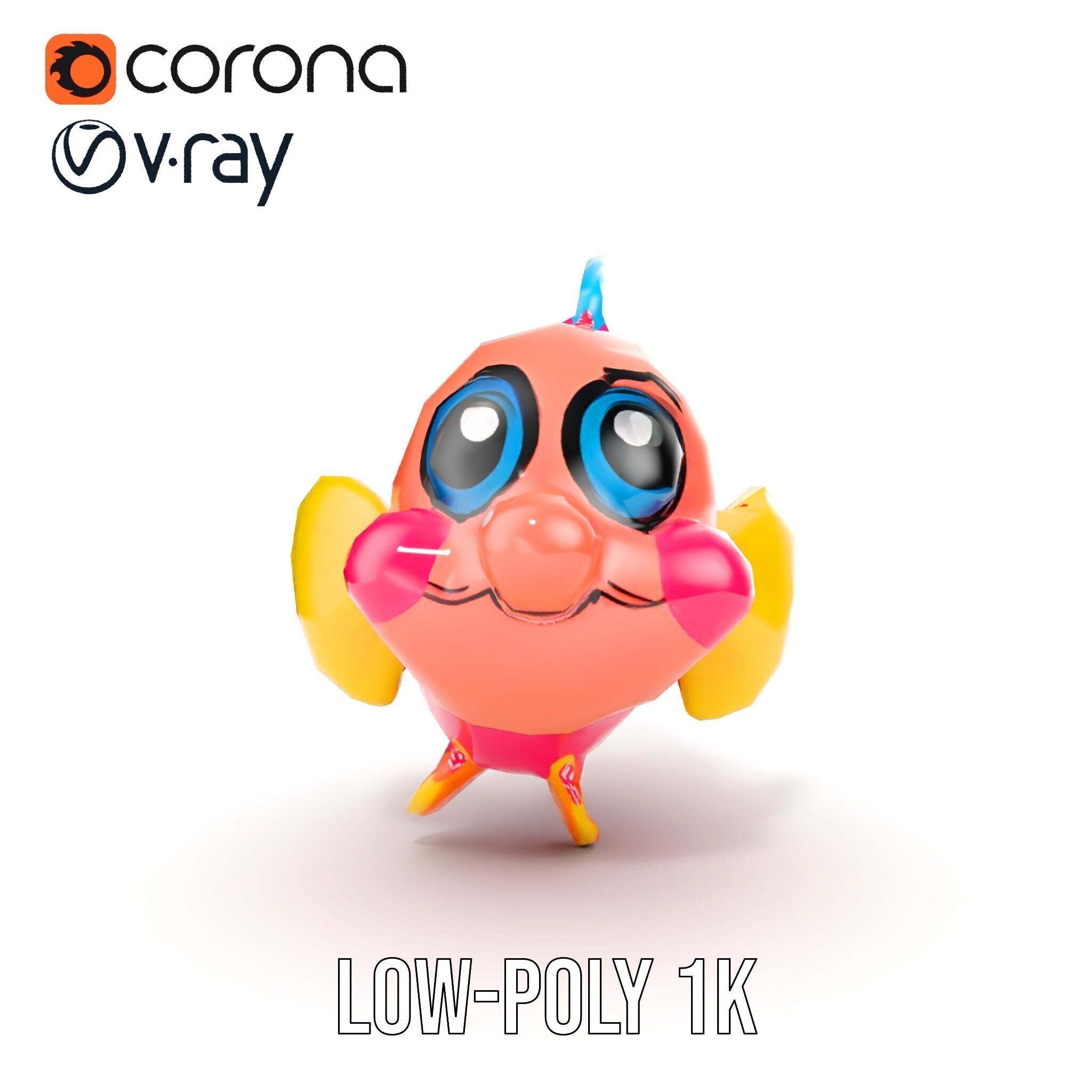 Cartoon Fish Model Pack with Vibrant Colors Low-poly 3D model_13