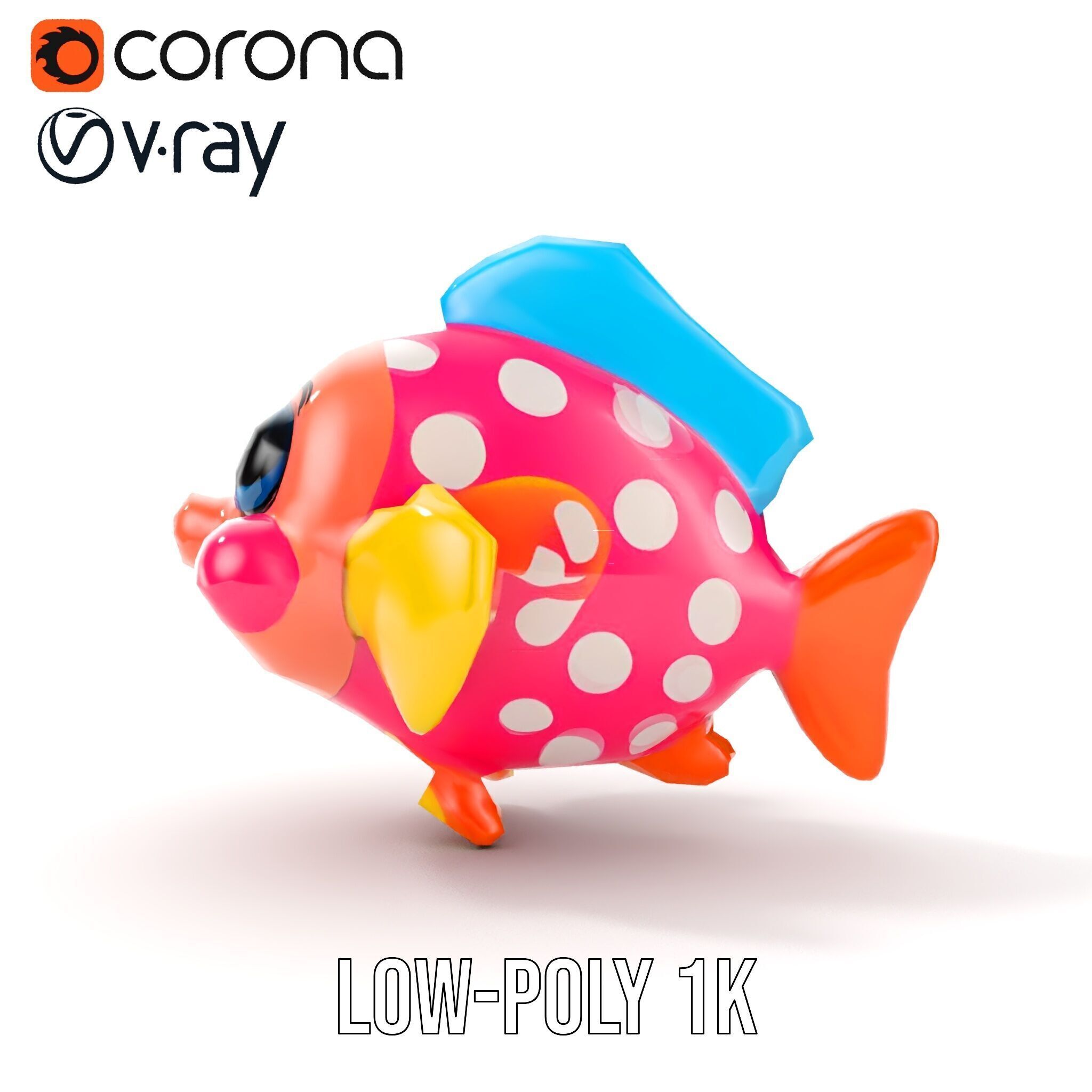 Cartoon Fish Model Pack with Vibrant Colors Low-poly 3D model_16