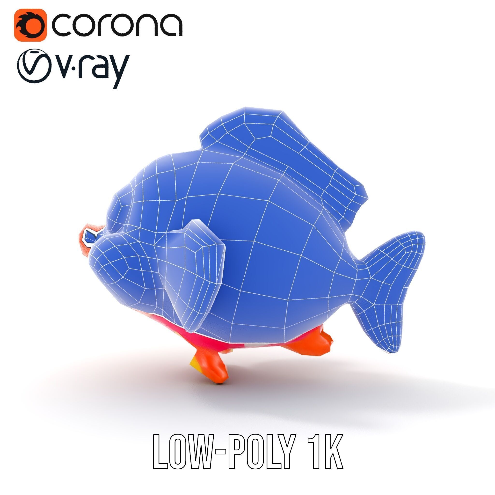 Cartoon Fish Model Pack with Vibrant Colors Low-poly 3D model_32