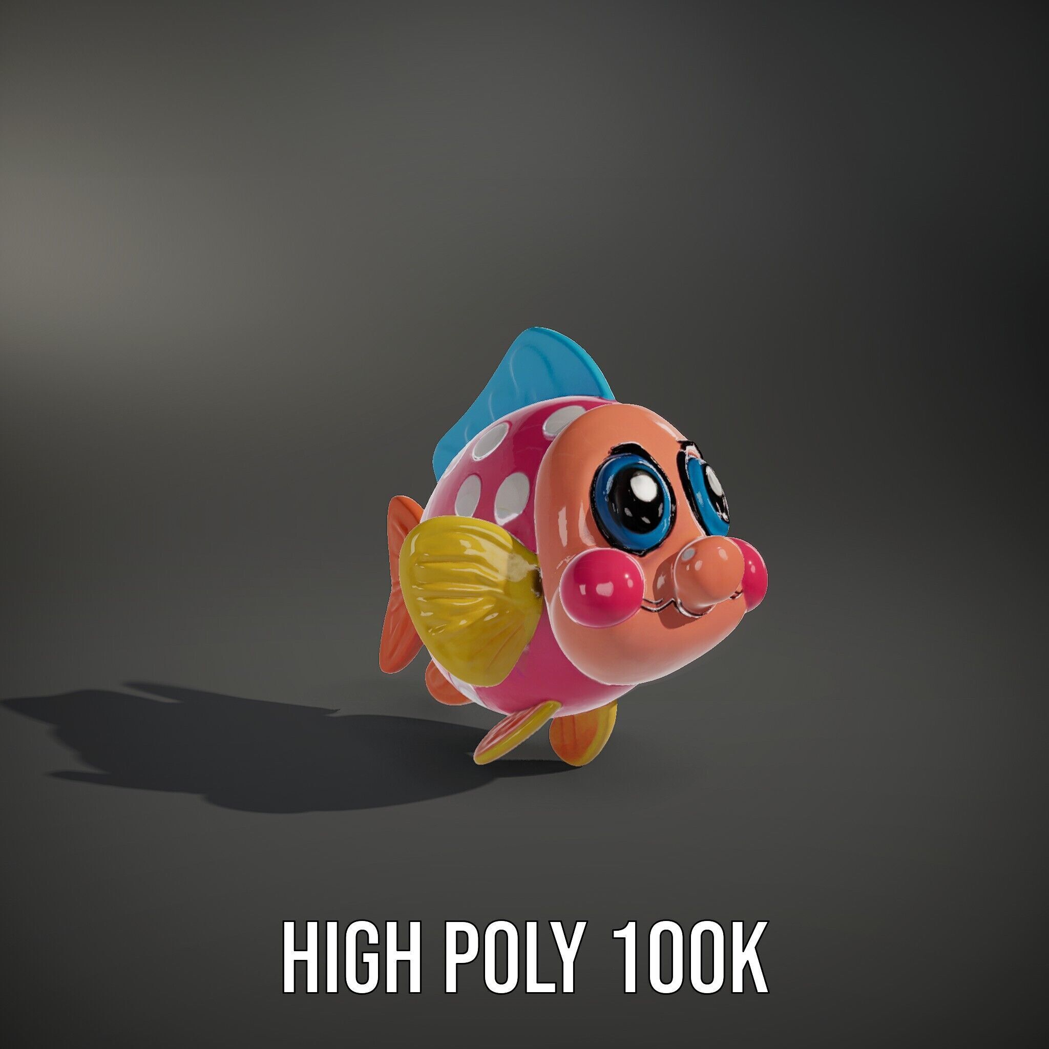 Cartoon Fish Model Pack with Vibrant Colors Low-poly 3D model_14