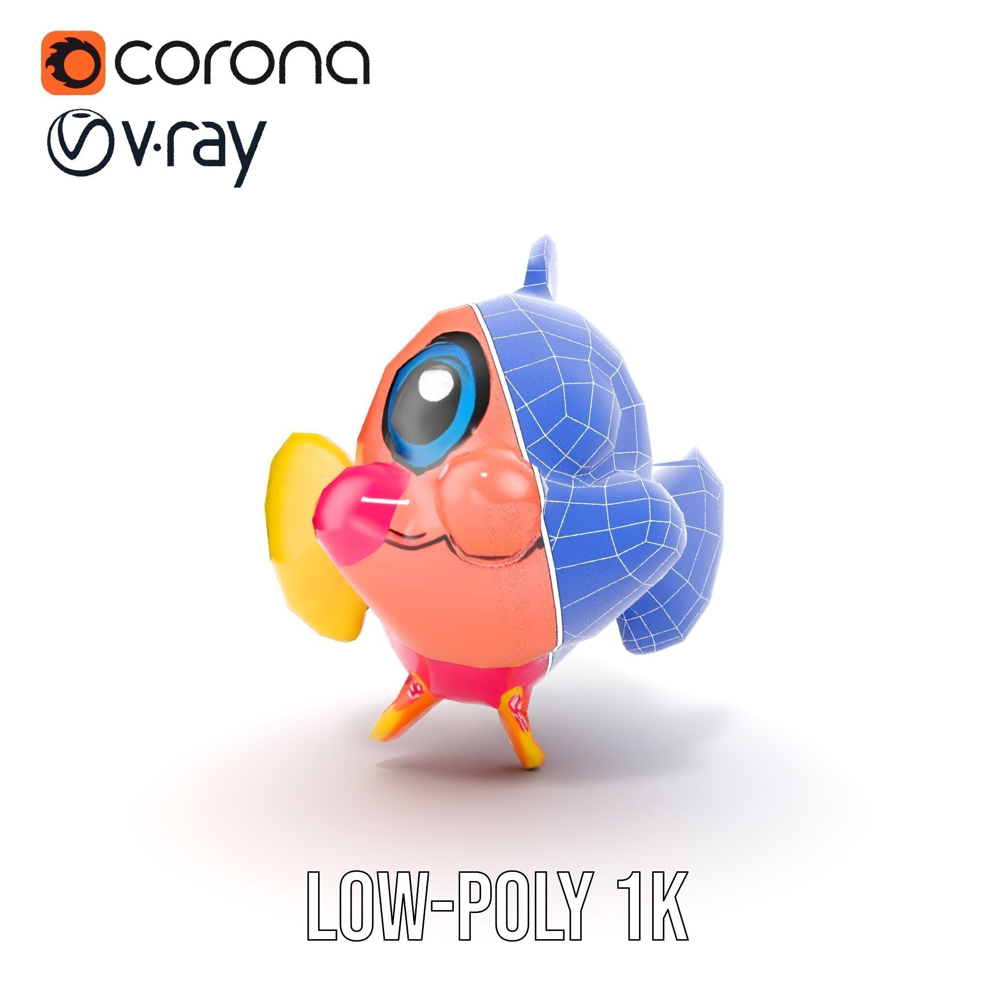 Cartoon Fish Model Pack with Vibrant Colors Low-poly 3D model_23