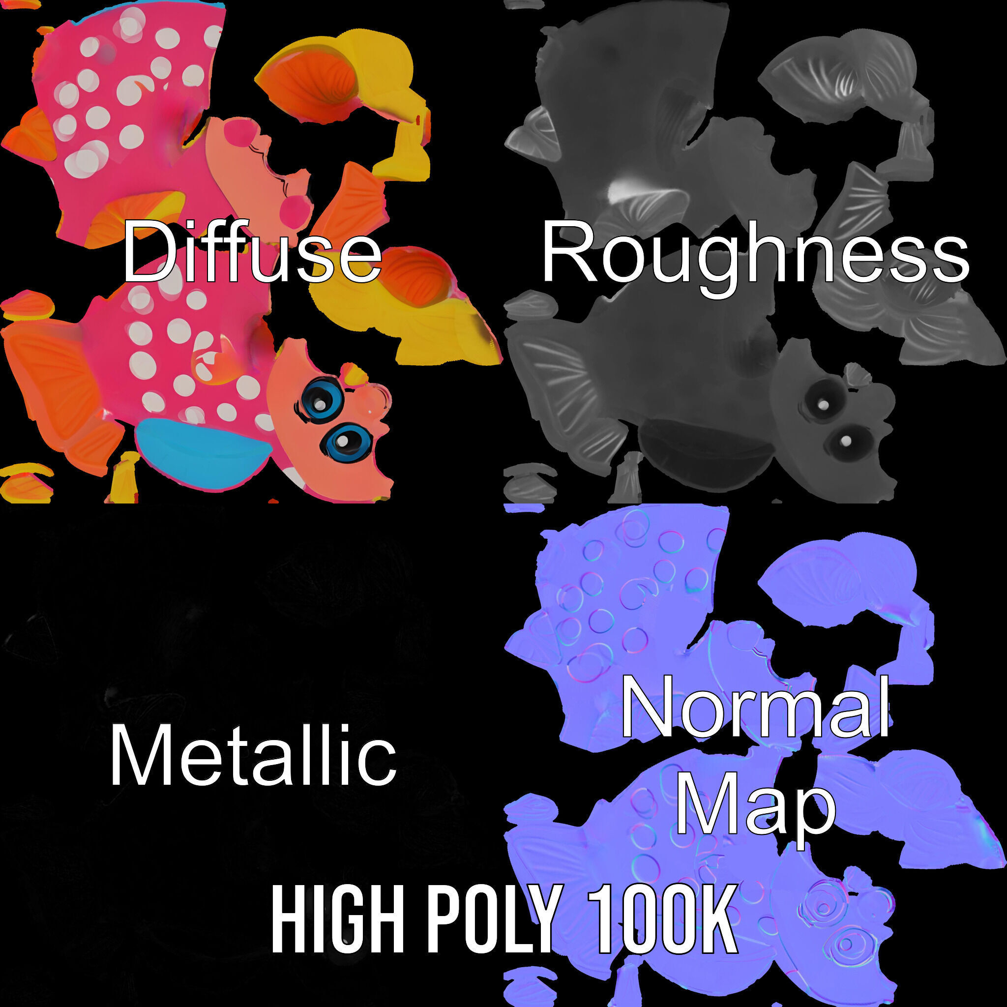 Cartoon Fish Model Pack with Vibrant Colors Low-poly 3D model_3