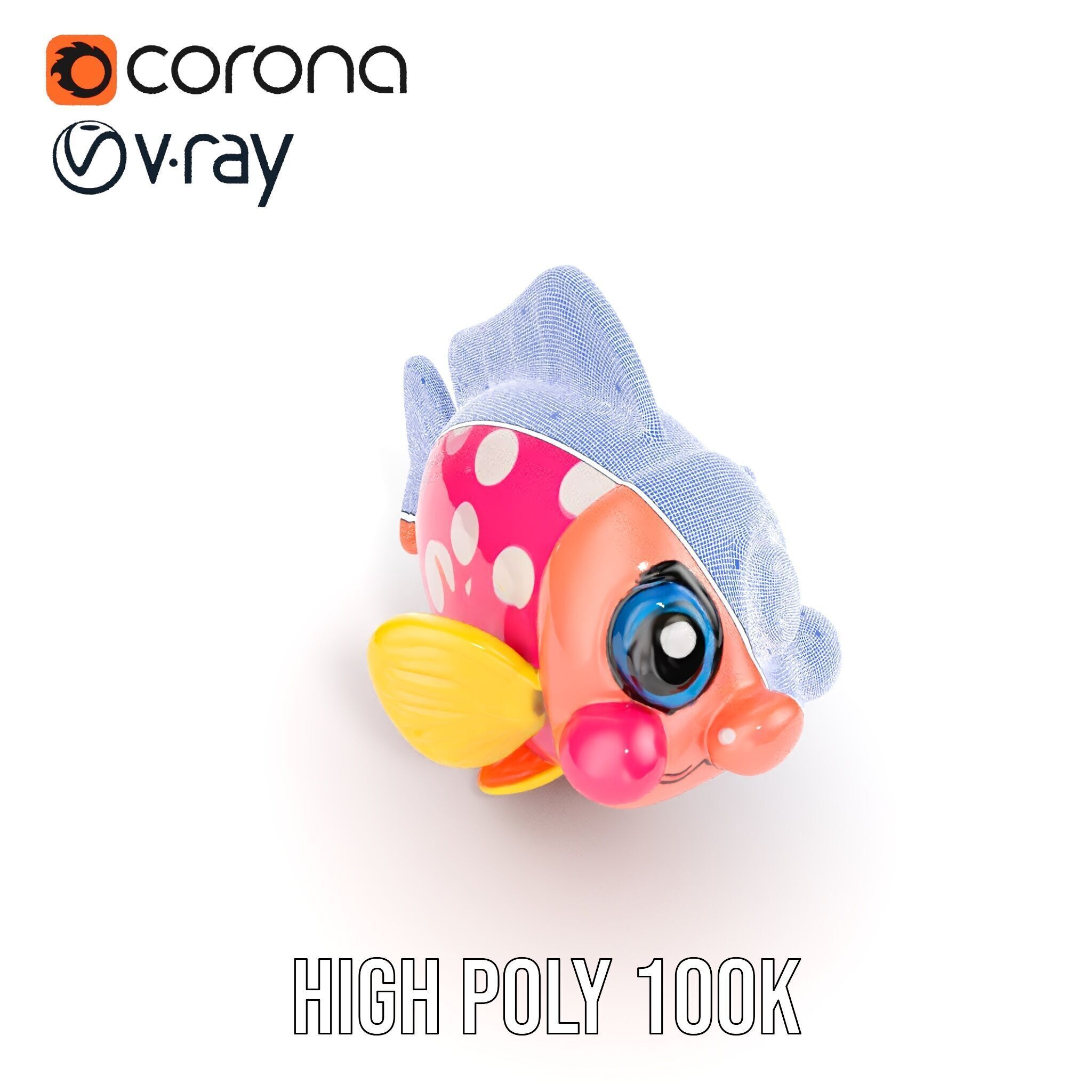 Cartoon Fish Model Pack with Vibrant Colors Low-poly 3D model_37