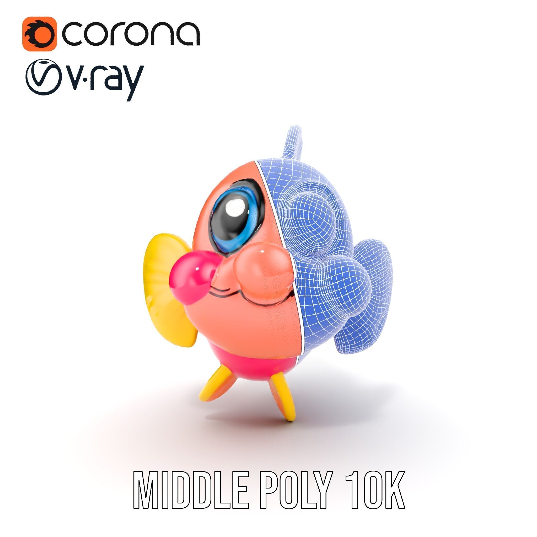 Cartoon Fish Model Pack with Vibrant Colors Low-poly 3D model_31