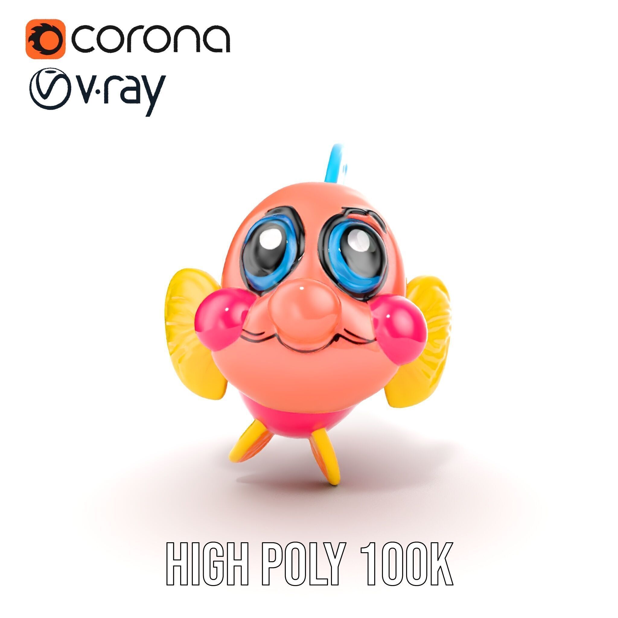 Cartoon Fish Model Pack with Vibrant Colors Low-poly 3D model_30