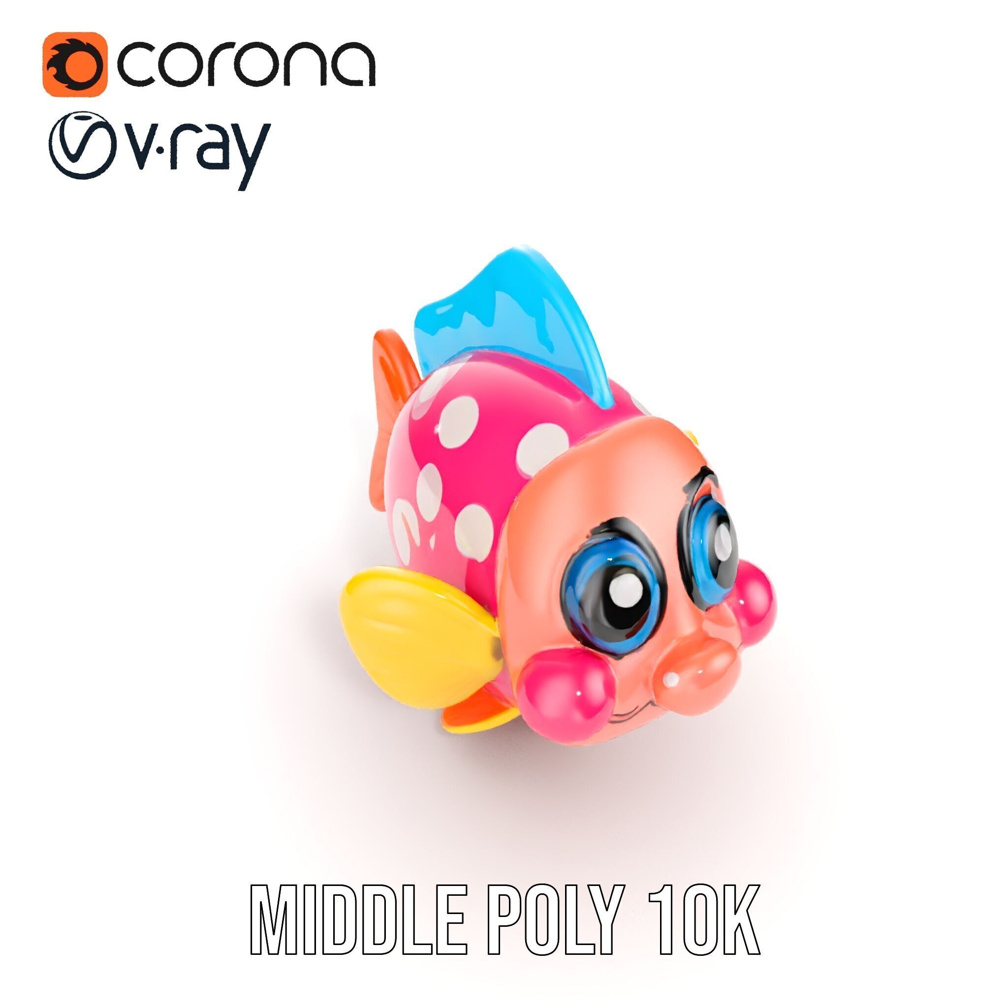 Cartoon Fish Model Pack with Vibrant Colors Low-poly 3D model_25