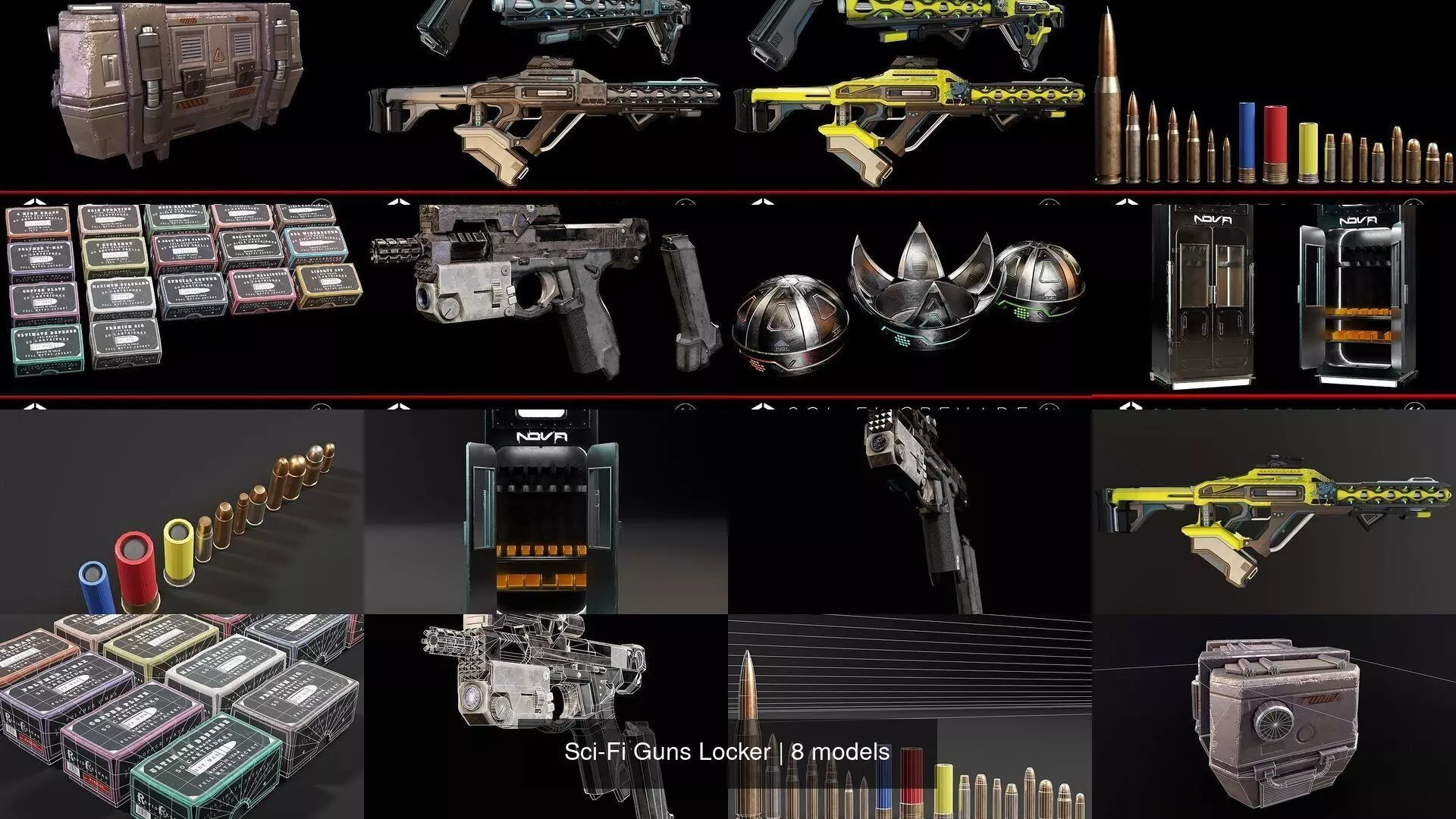 Sci-Fi Guns Locker 3D Model Collection_9