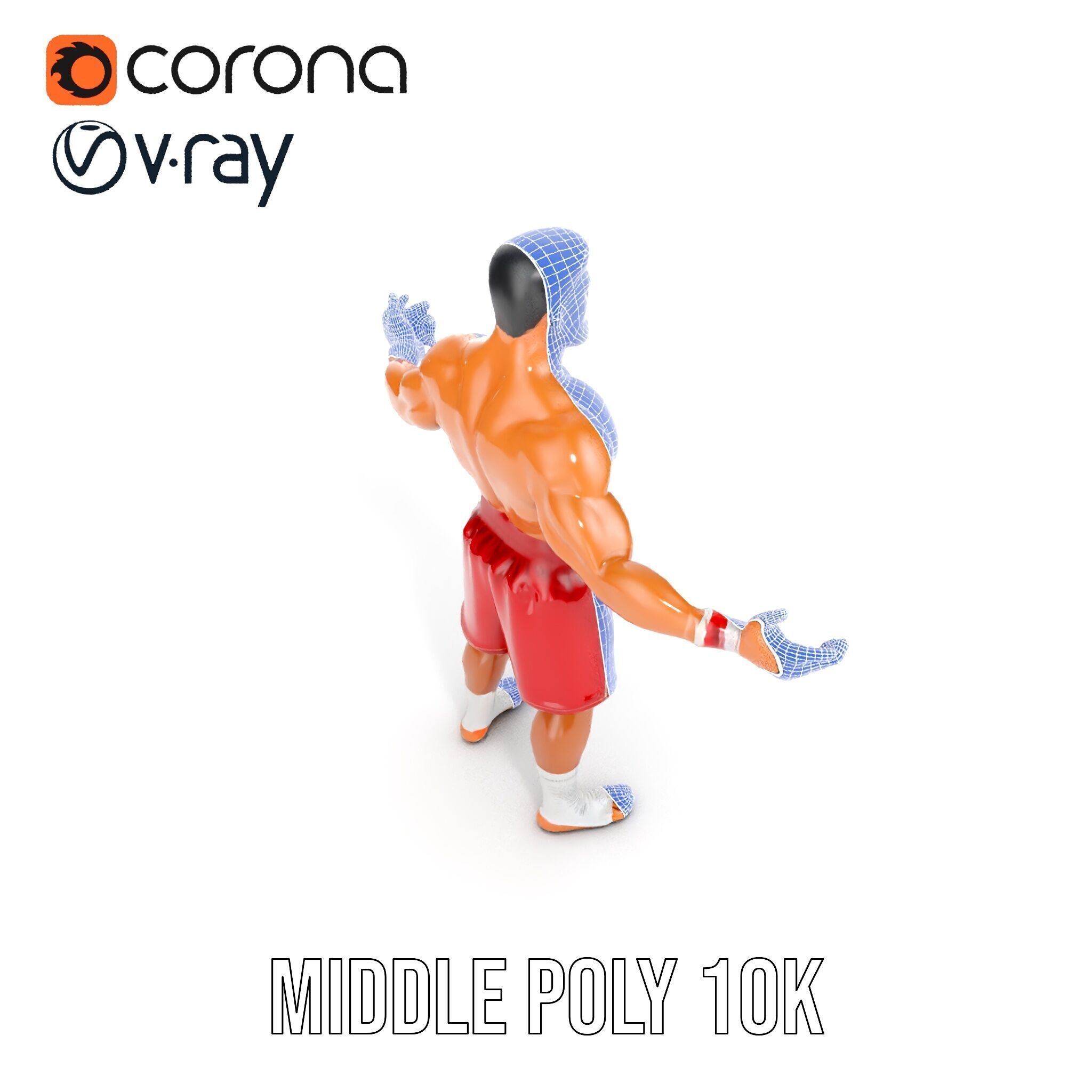 Boxer Warrior Character Rigged and Animated D Model Low-poly 3D model_19