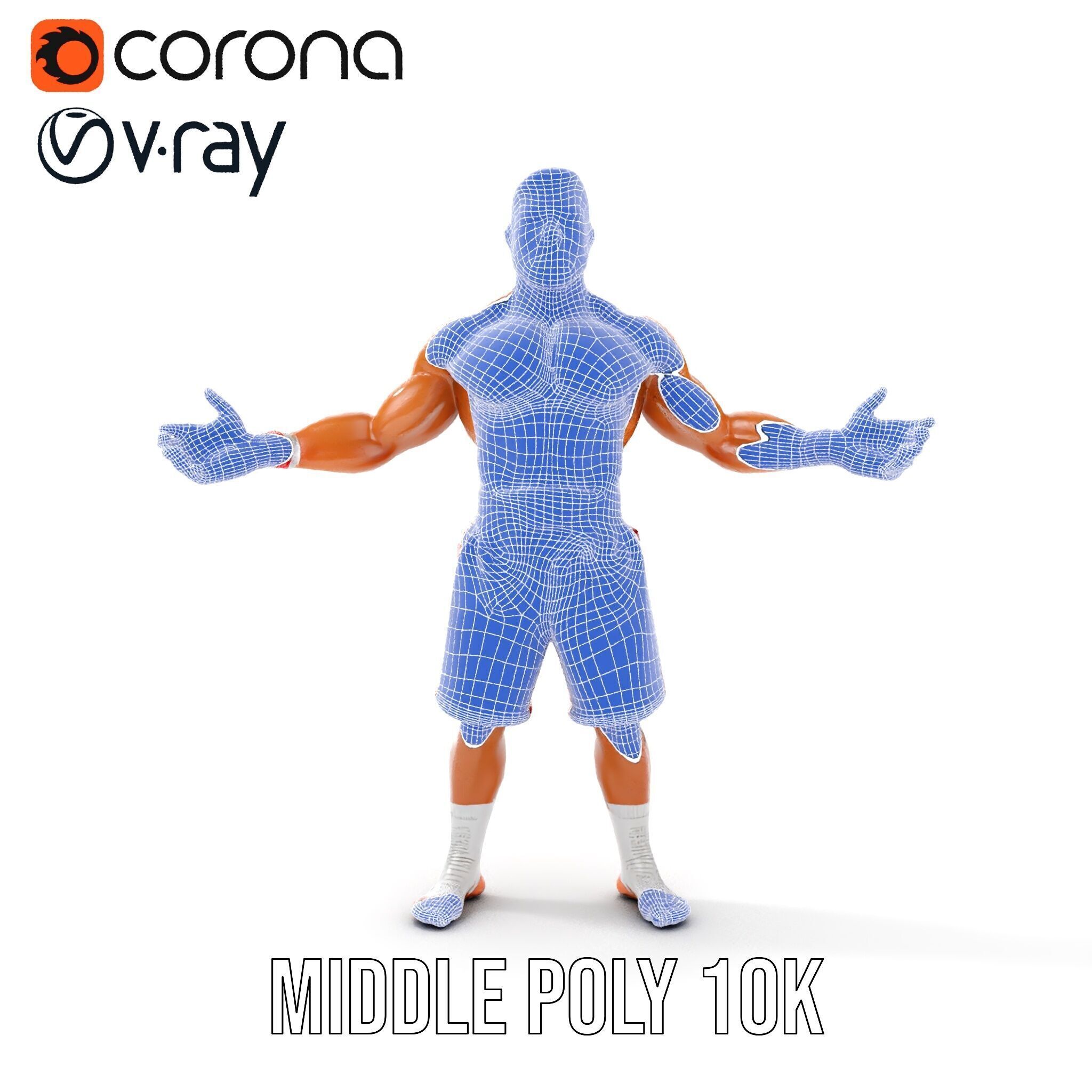 Boxer Warrior Character Rigged and Animated D Model Low-poly 3D model_30