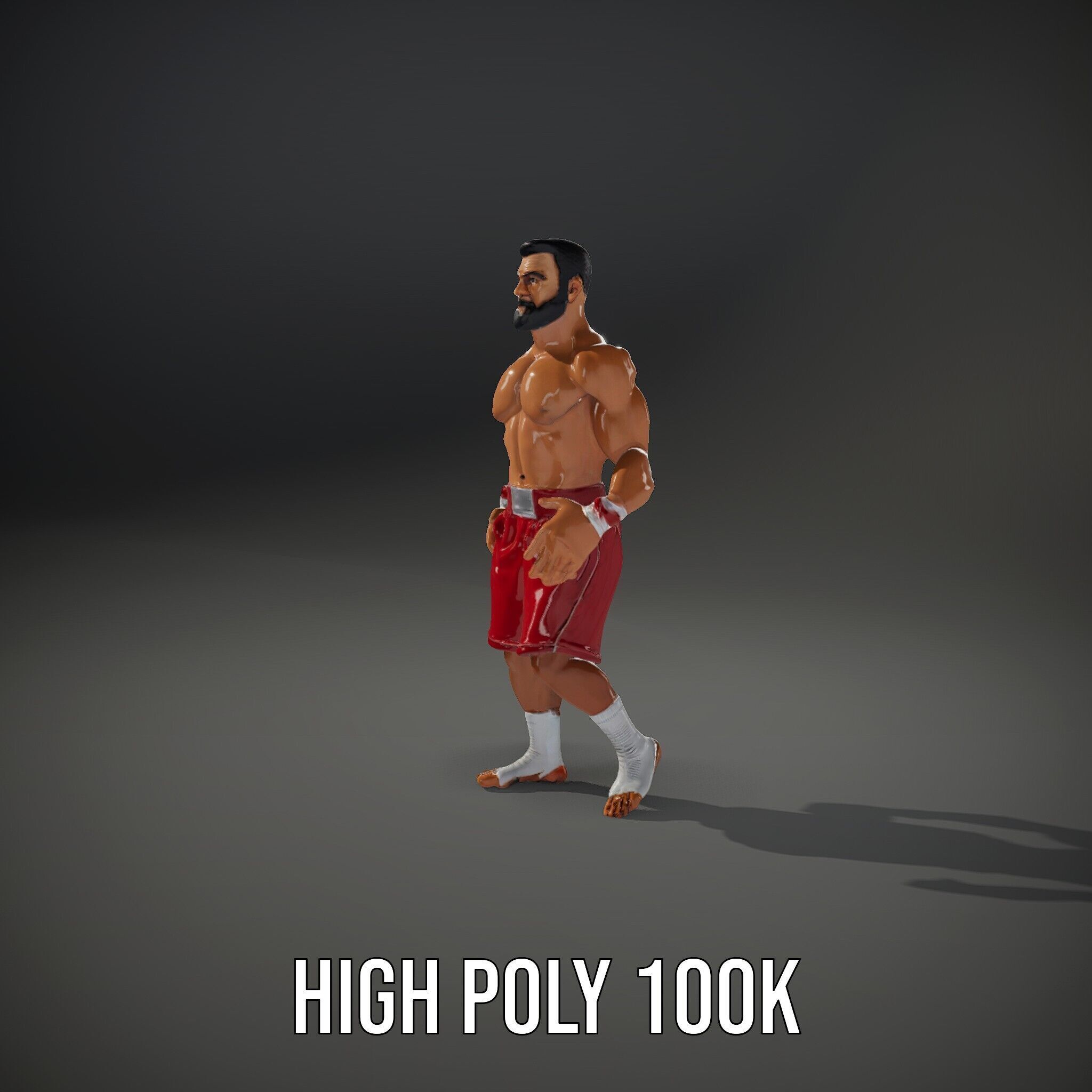 Boxer Warrior Character Rigged and Animated D Model Low-poly 3D model_11
