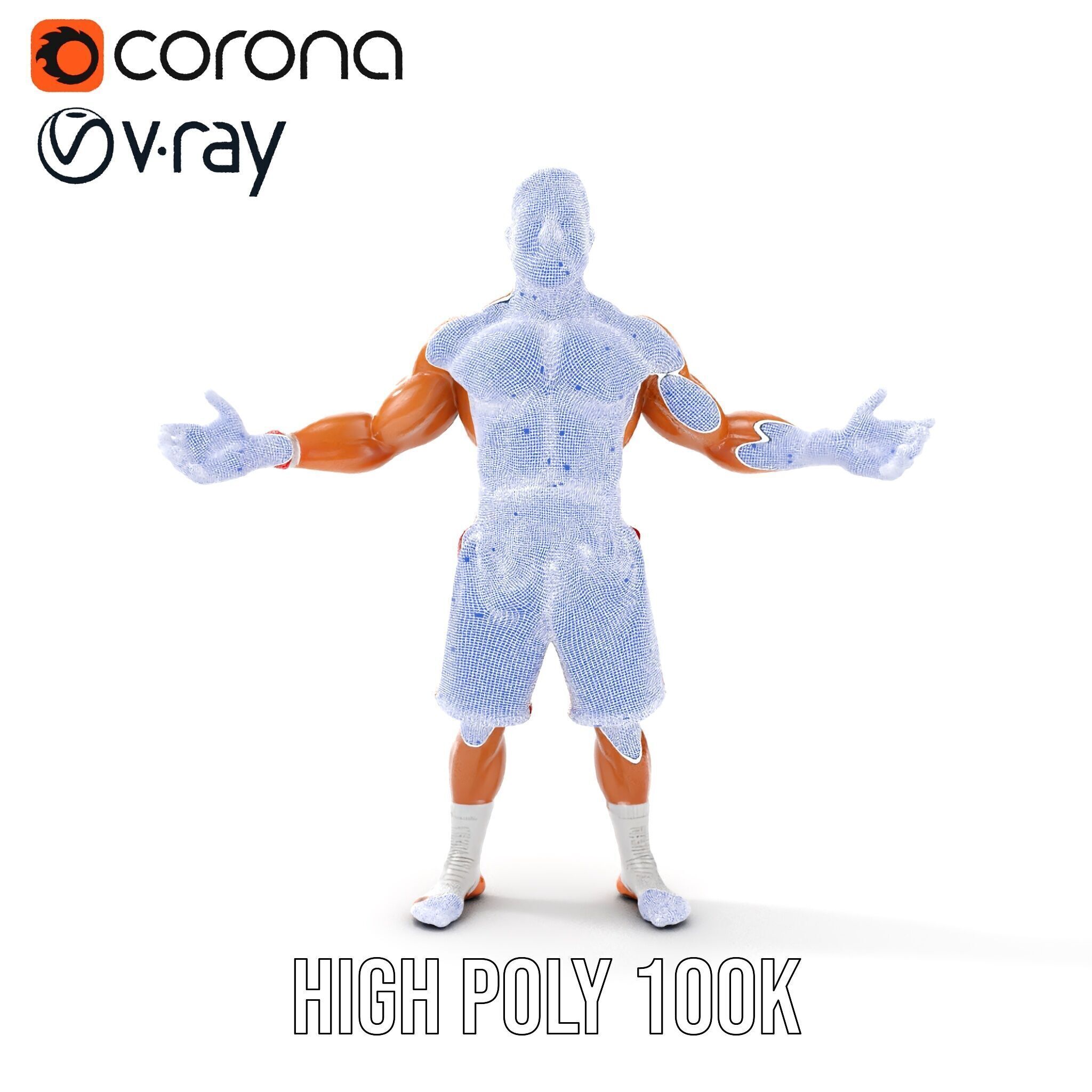 Boxer Warrior Character Rigged and Animated D Model Low-poly 3D model_39