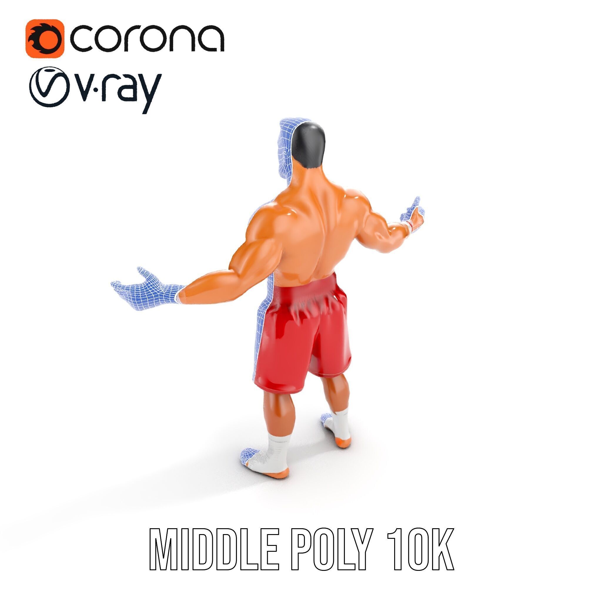 Boxer Warrior Character Rigged and Animated D Model Low-poly 3D model_33