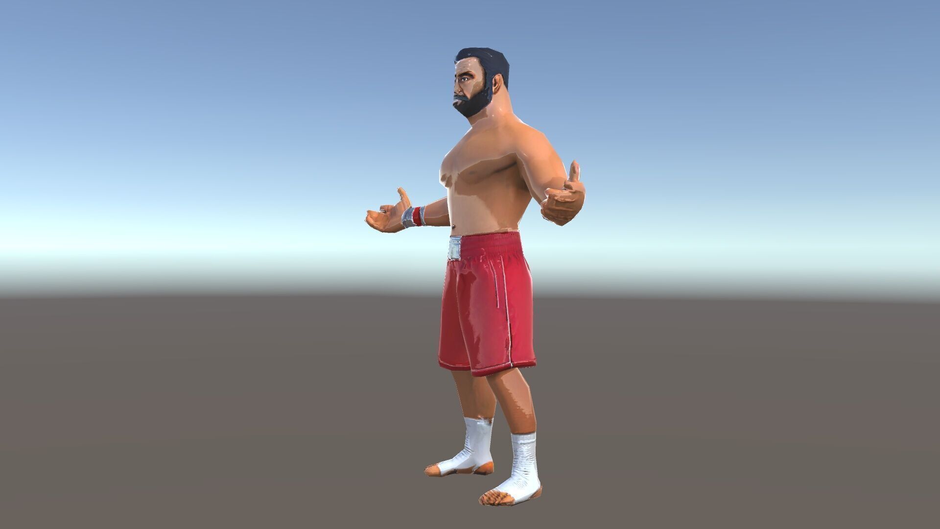 Boxer Warrior Character Rigged and Animated D Model Low-poly 3D model_34