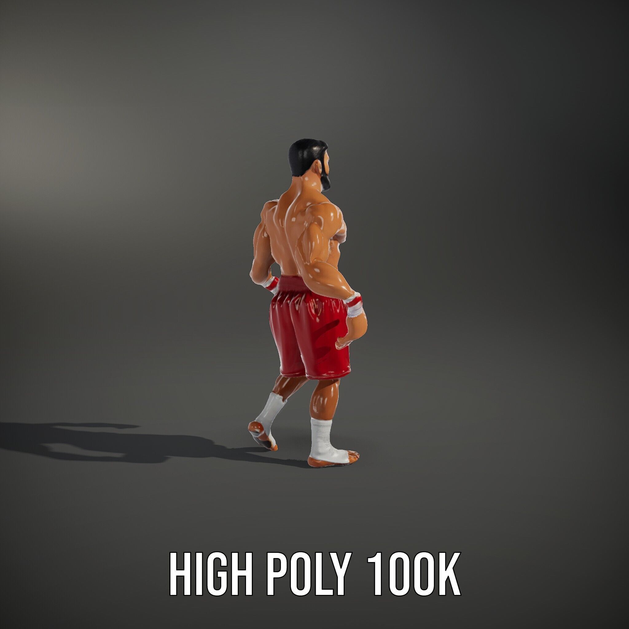Boxer Warrior Character Rigged and Animated D Model Low-poly 3D model_8
