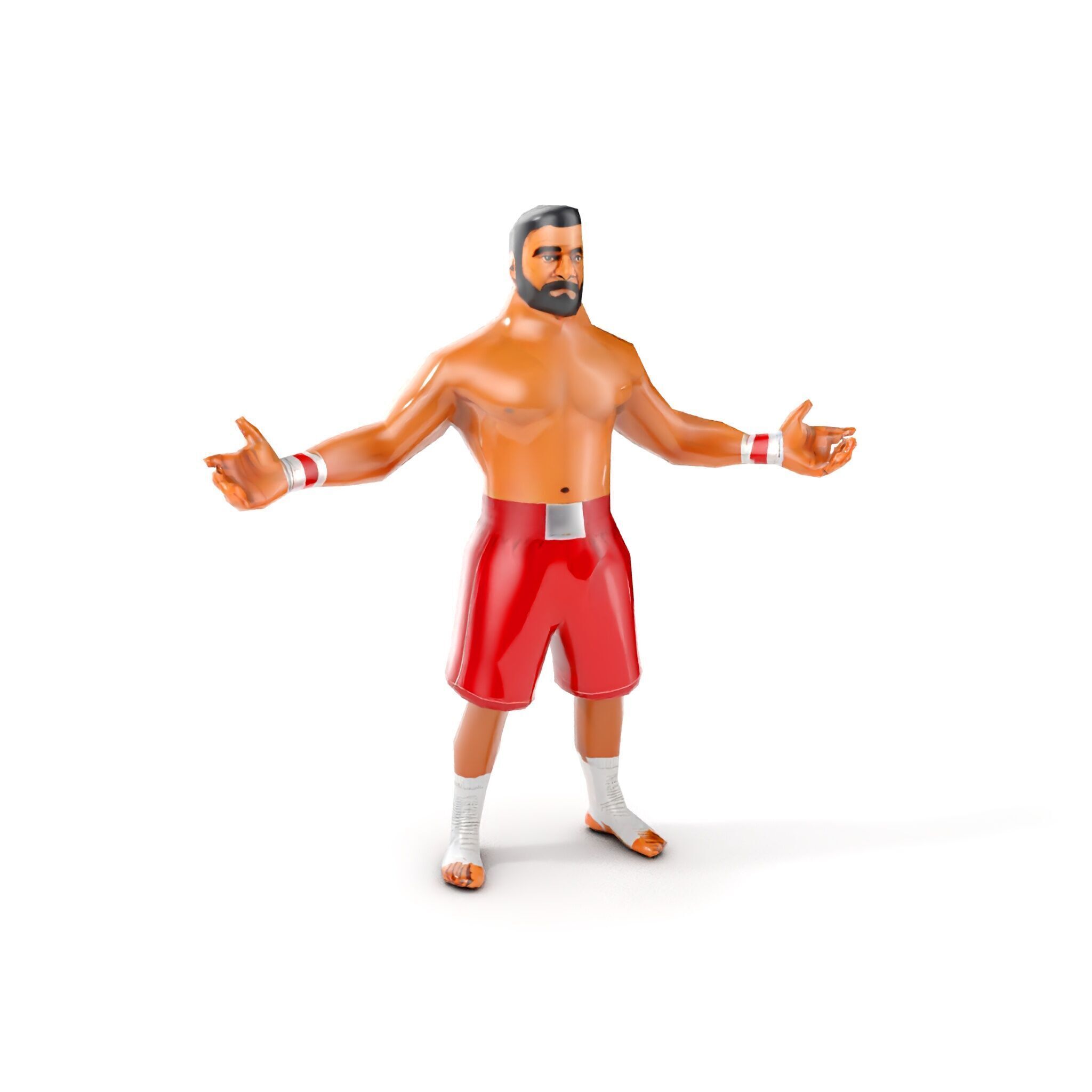 Boxer Warrior Character Rigged and Animated D Model Low-poly 3D model_7