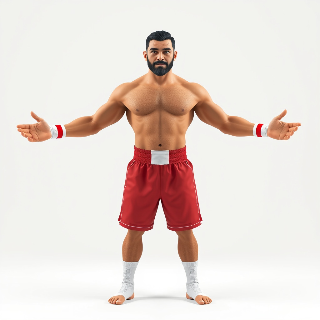 Boxer Warrior Character Rigged and Animated D Model Low-poly 3D model_2