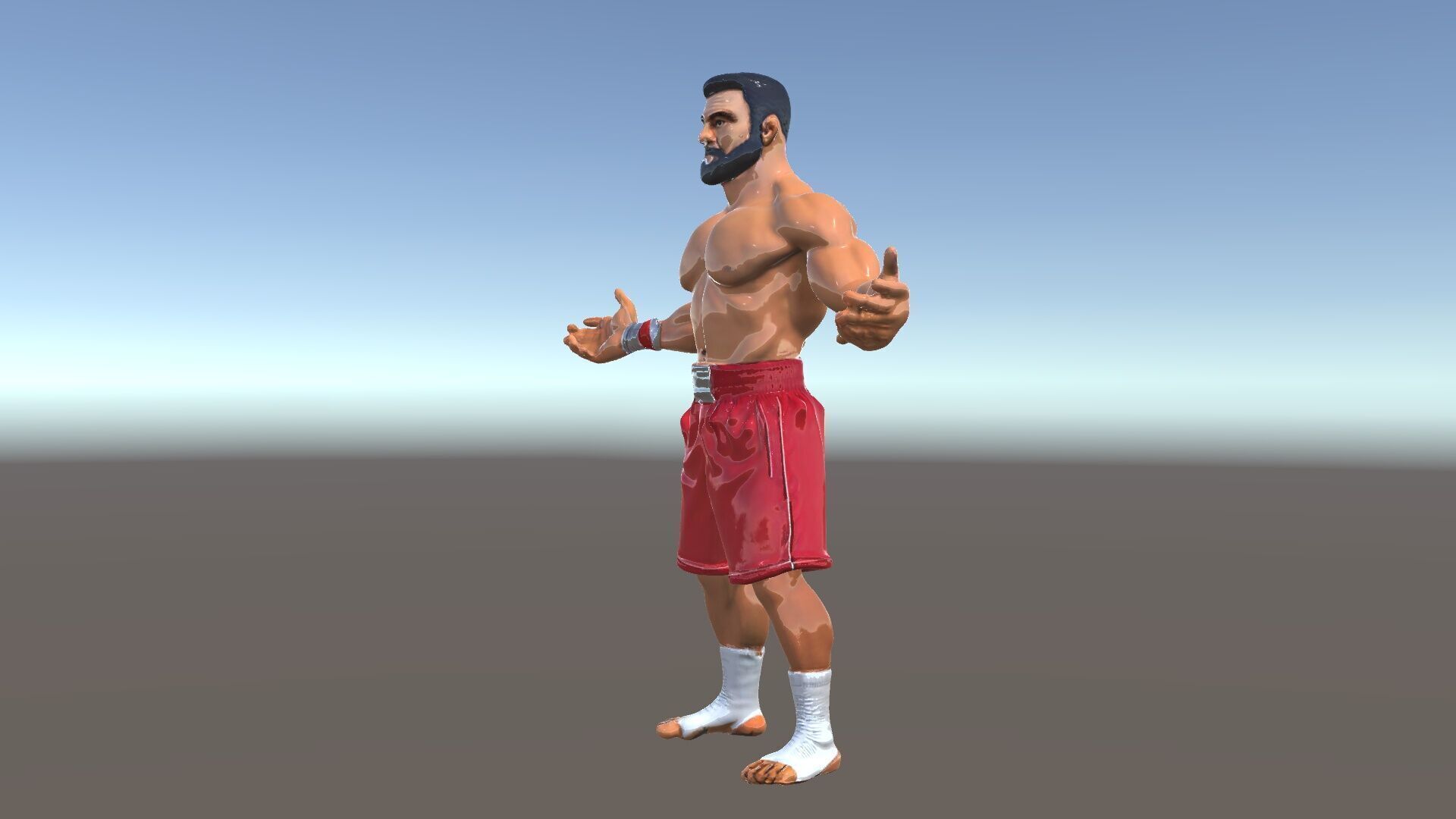 Boxer Warrior Character Rigged and Animated D Model Low-poly 3D model_5