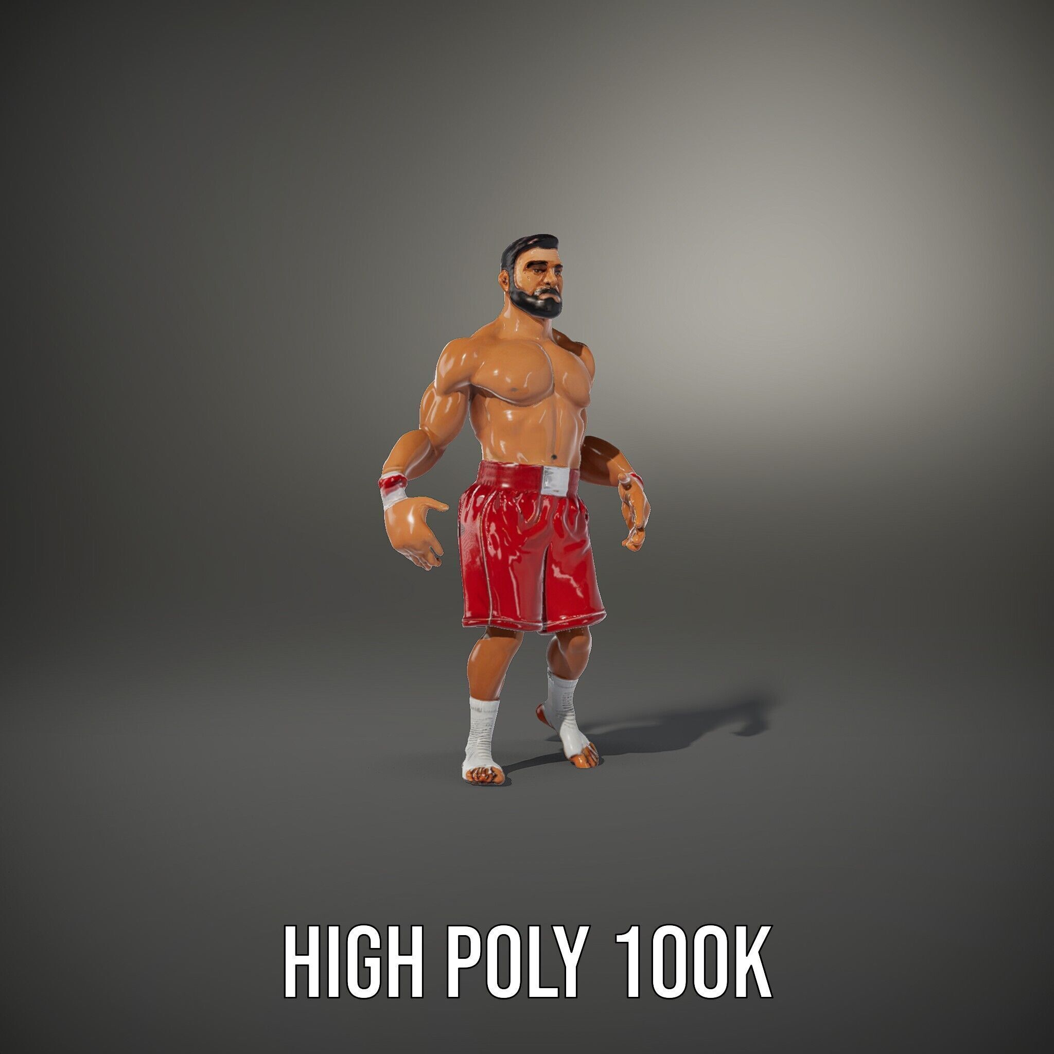 Boxer Warrior Character Rigged and Animated D Model Low-poly 3D model_14