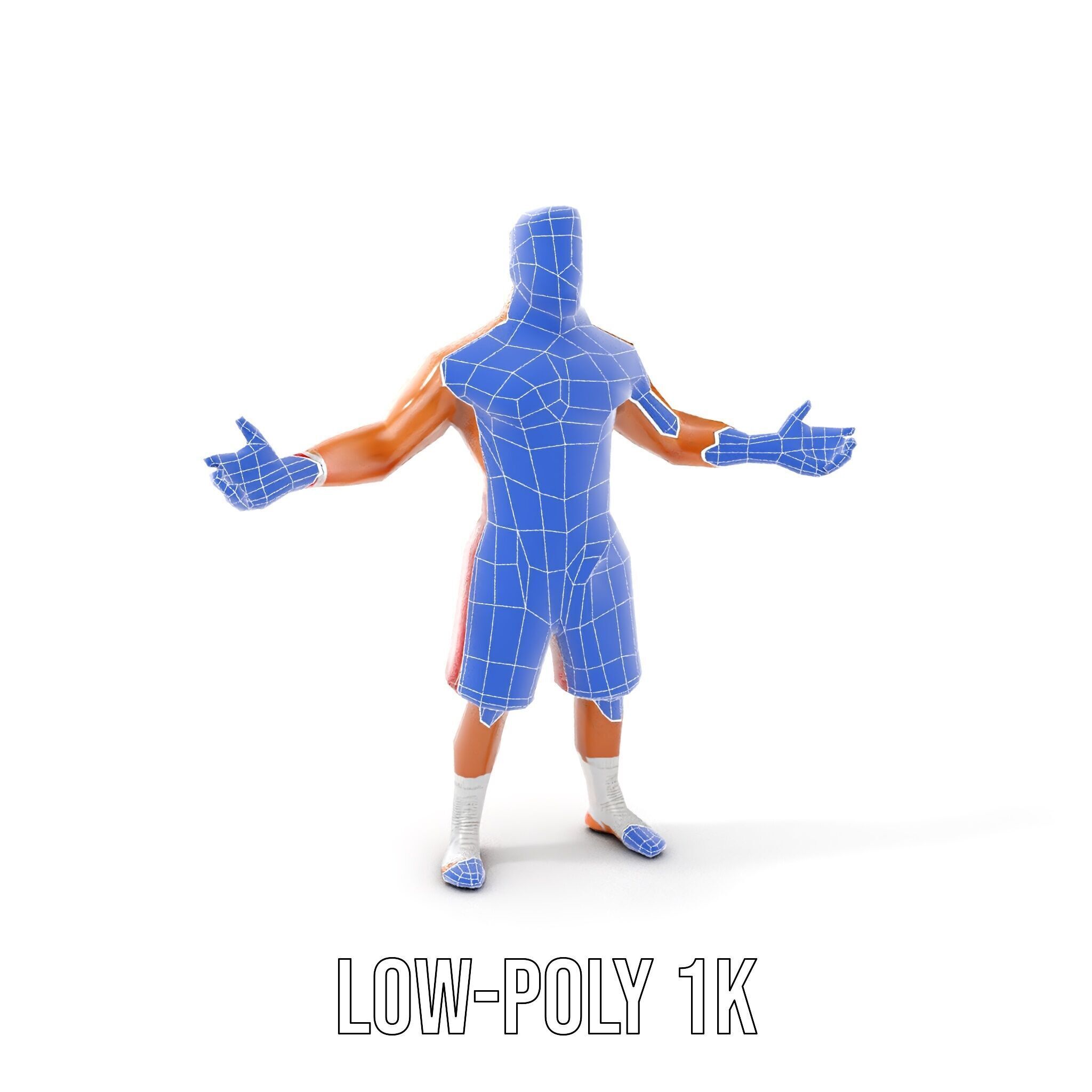 Boxer Warrior Character Rigged and Animated D Model Low-poly 3D model_16