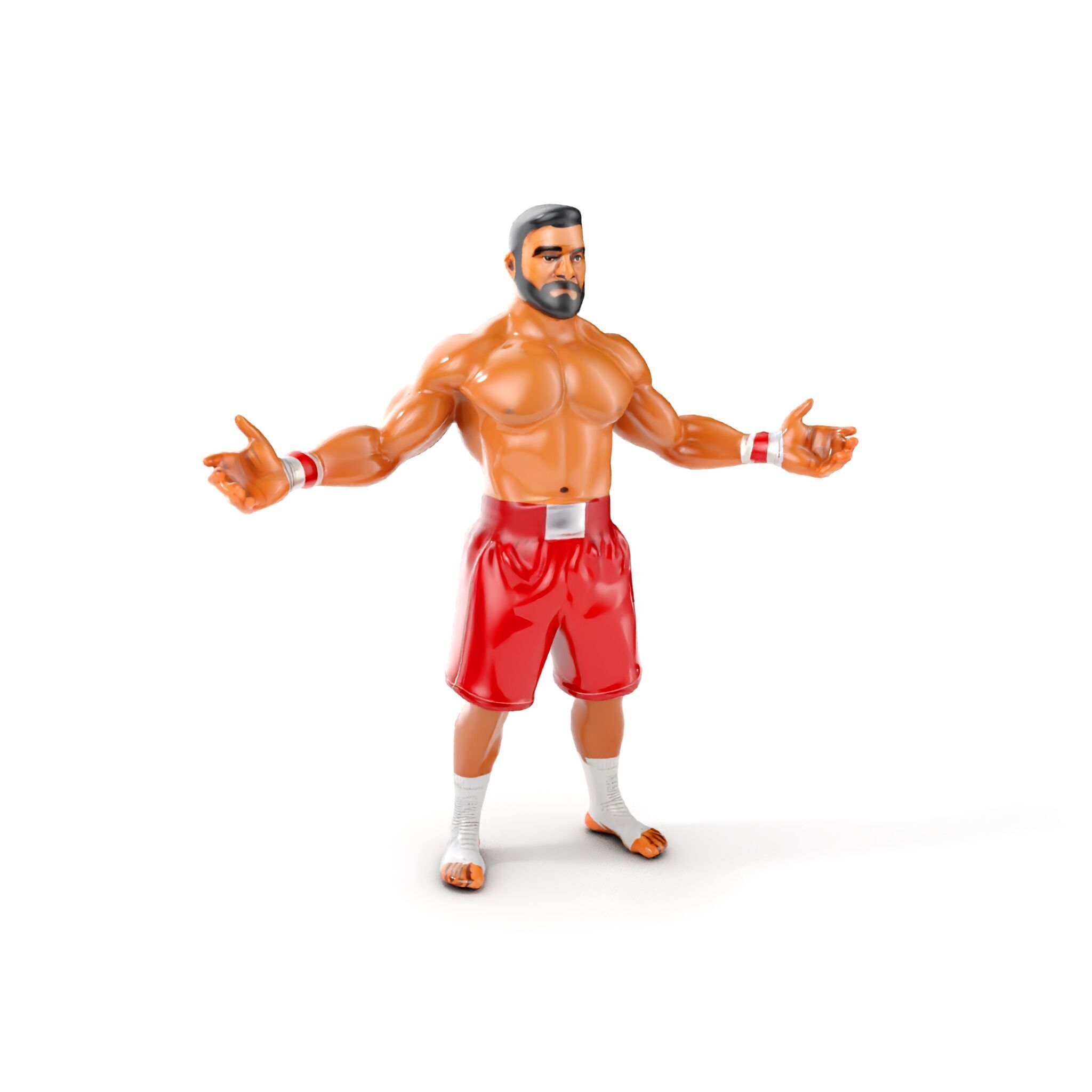 Boxer Warrior Character Rigged and Animated D Model Low-poly 3D model_12