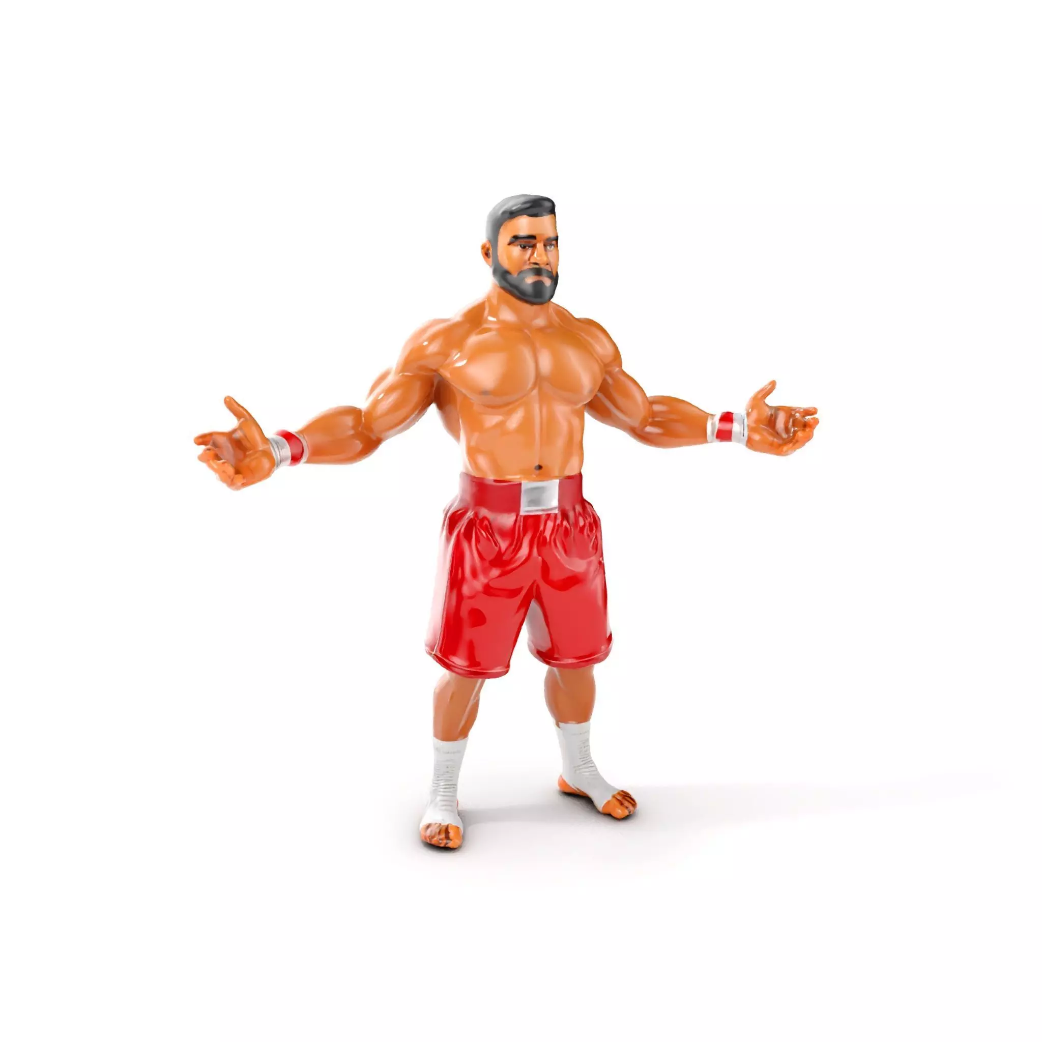 Boxer Warrior Character Rigged and Animated D Model Low-poly 3D model_0