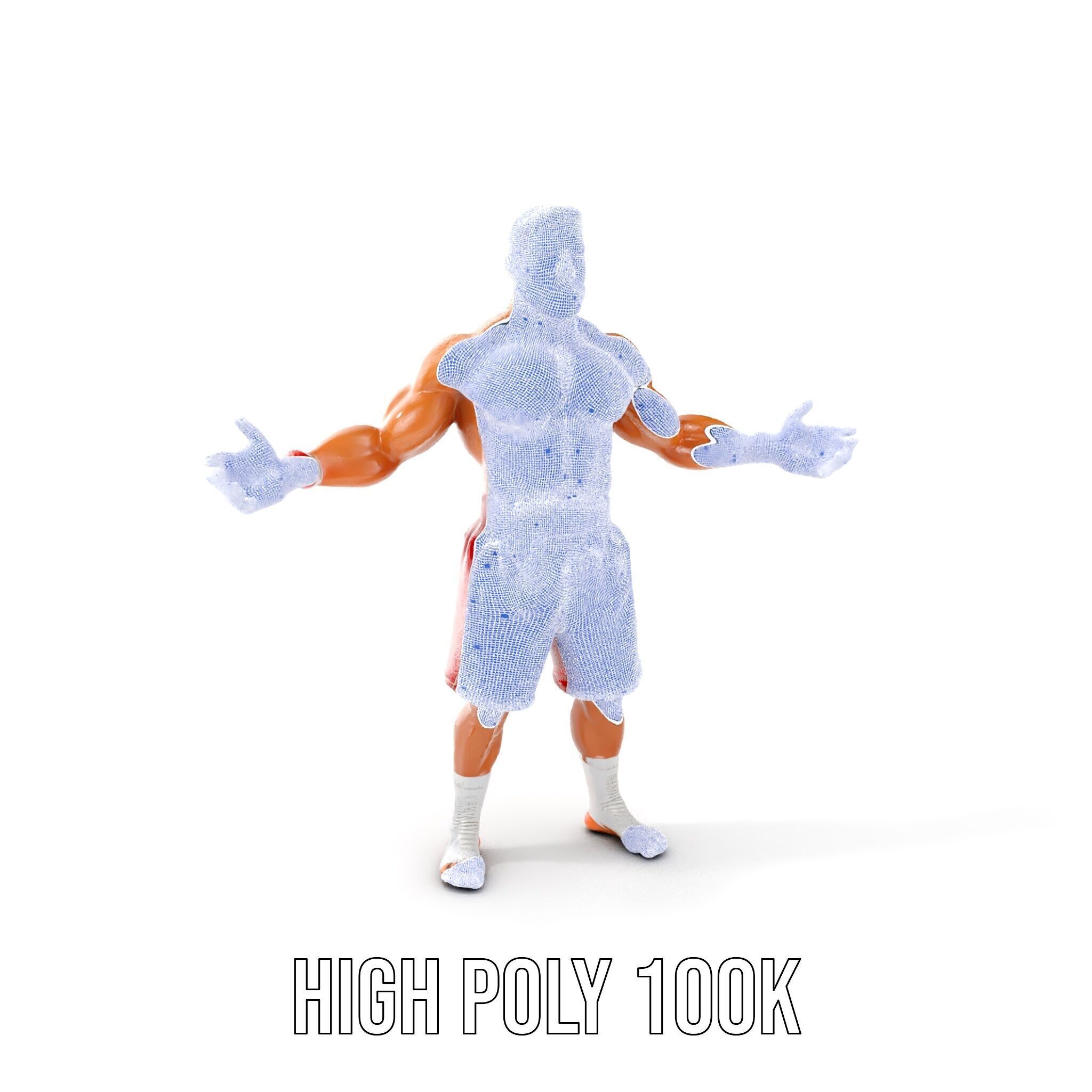 Boxer Warrior Character Rigged and Animated D Model Low-poly 3D model_4