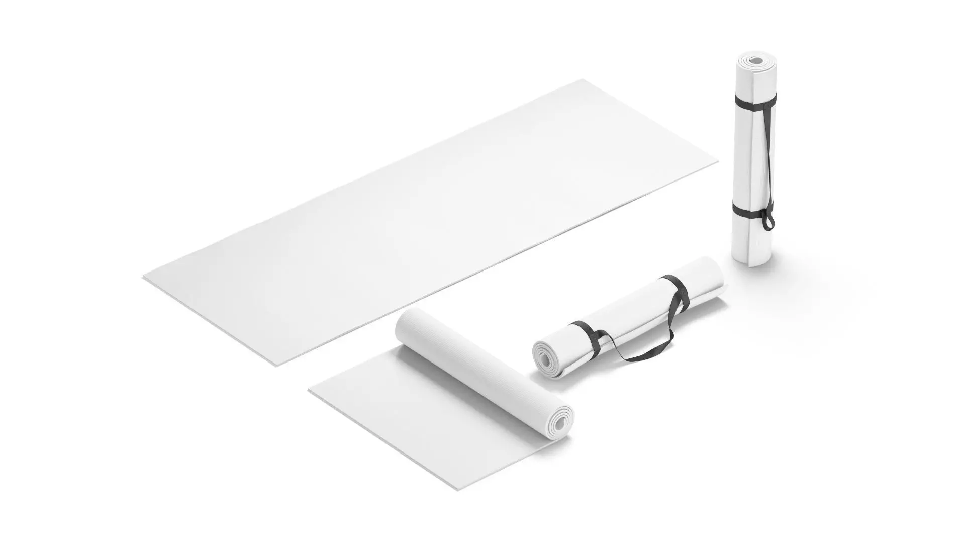 Unfolded and Rolled 4 Types Yoga Mat - for tourism sports 3D model_0