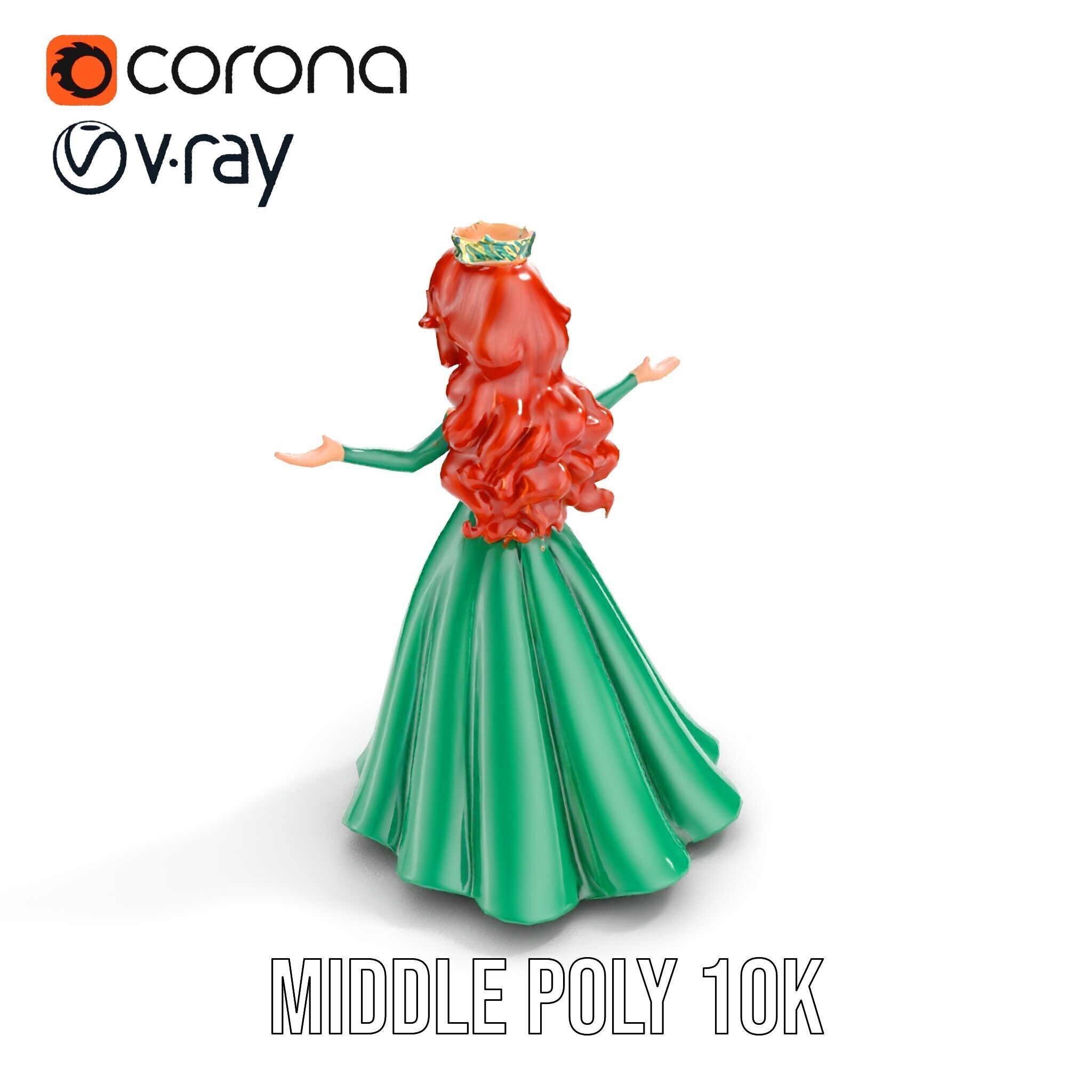 Elegant RedHaired Princess Character  Rigged and Animated Low-poly 3D model_15