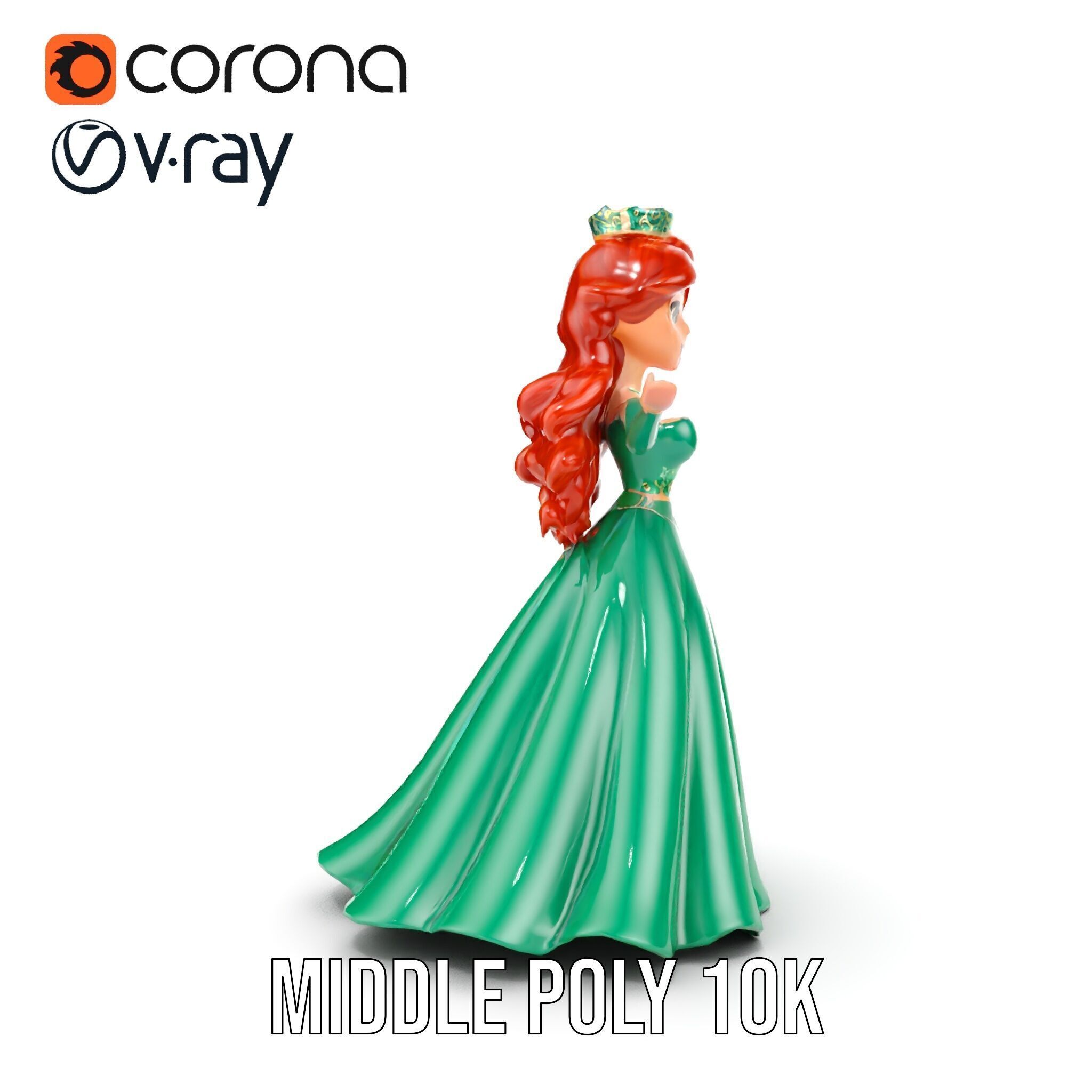 Elegant RedHaired Princess Character  Rigged and Animated Low-poly 3D model_27