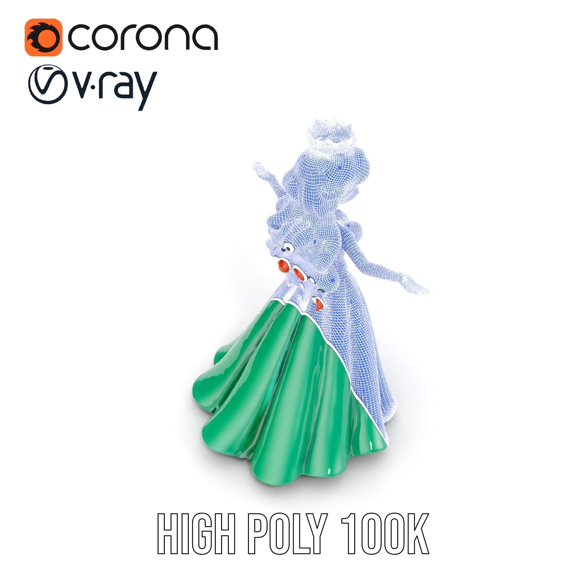 Elegant RedHaired Princess Character  Rigged and Animated Low-poly 3D model_35