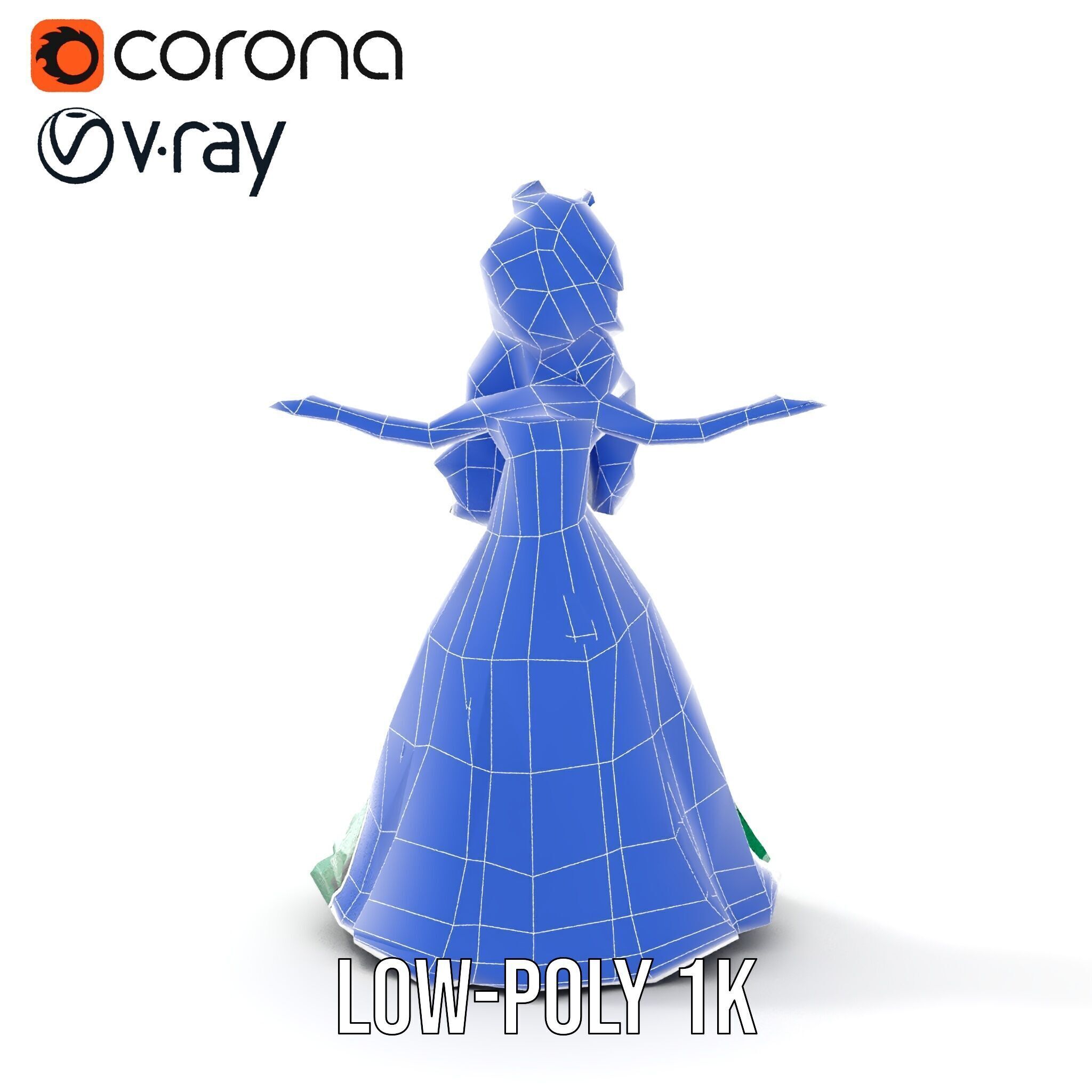 Elegant RedHaired Princess Character  Rigged and Animated Low-poly 3D model_31
