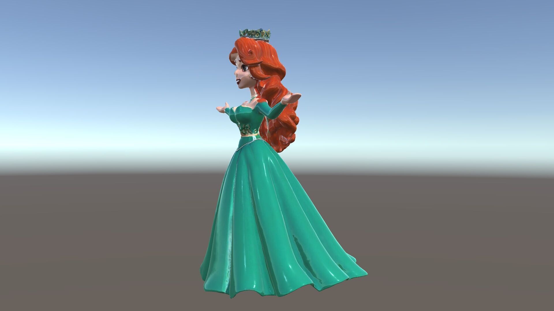 Elegant RedHaired Princess Character  Rigged and Animated Low-poly 3D model_5