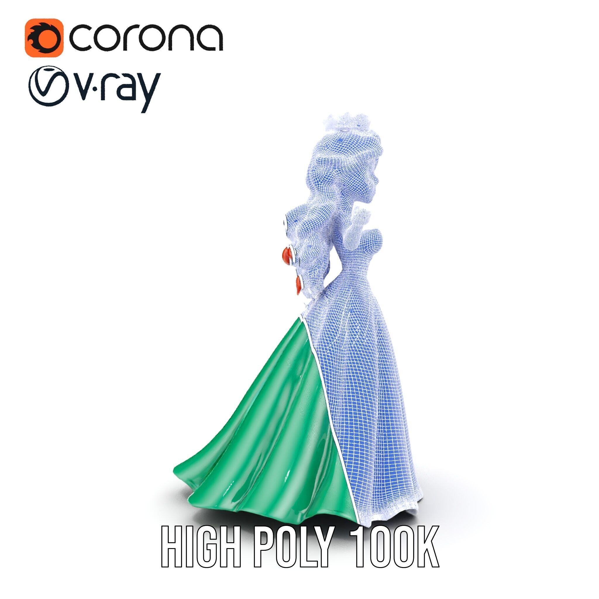 Elegant RedHaired Princess Character  Rigged and Animated Low-poly 3D model_40