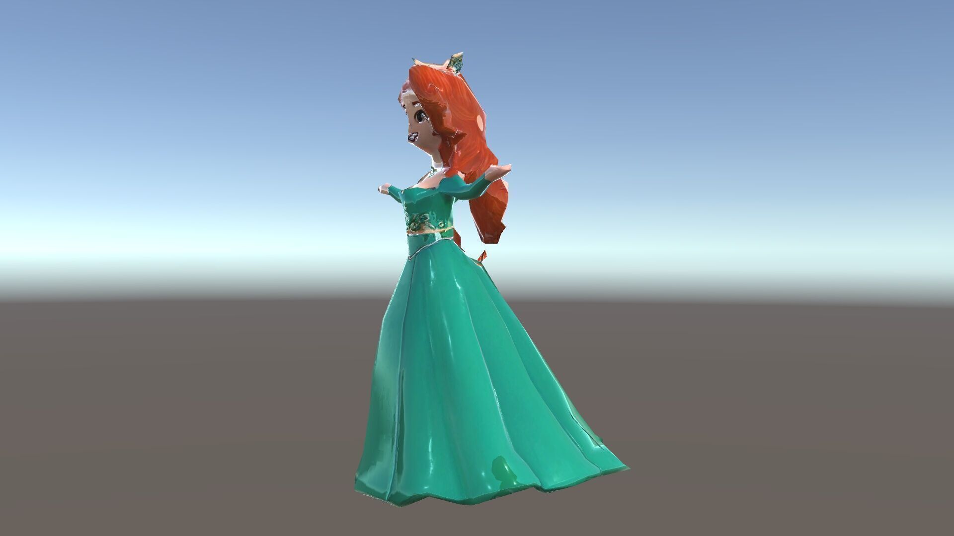 Elegant RedHaired Princess Character  Rigged and Animated Low-poly 3D model_34