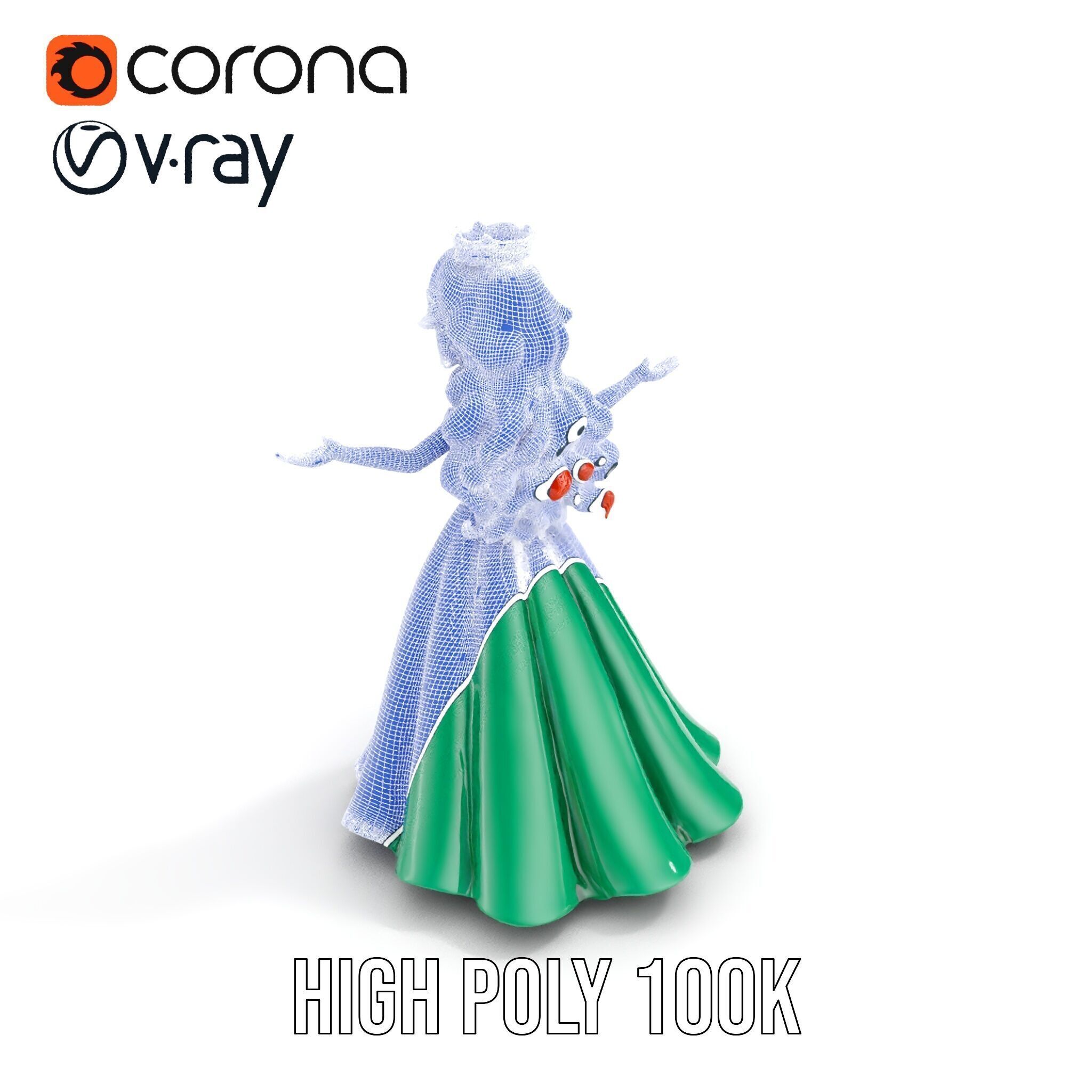 Elegant RedHaired Princess Character  Rigged and Animated Low-poly 3D model_26