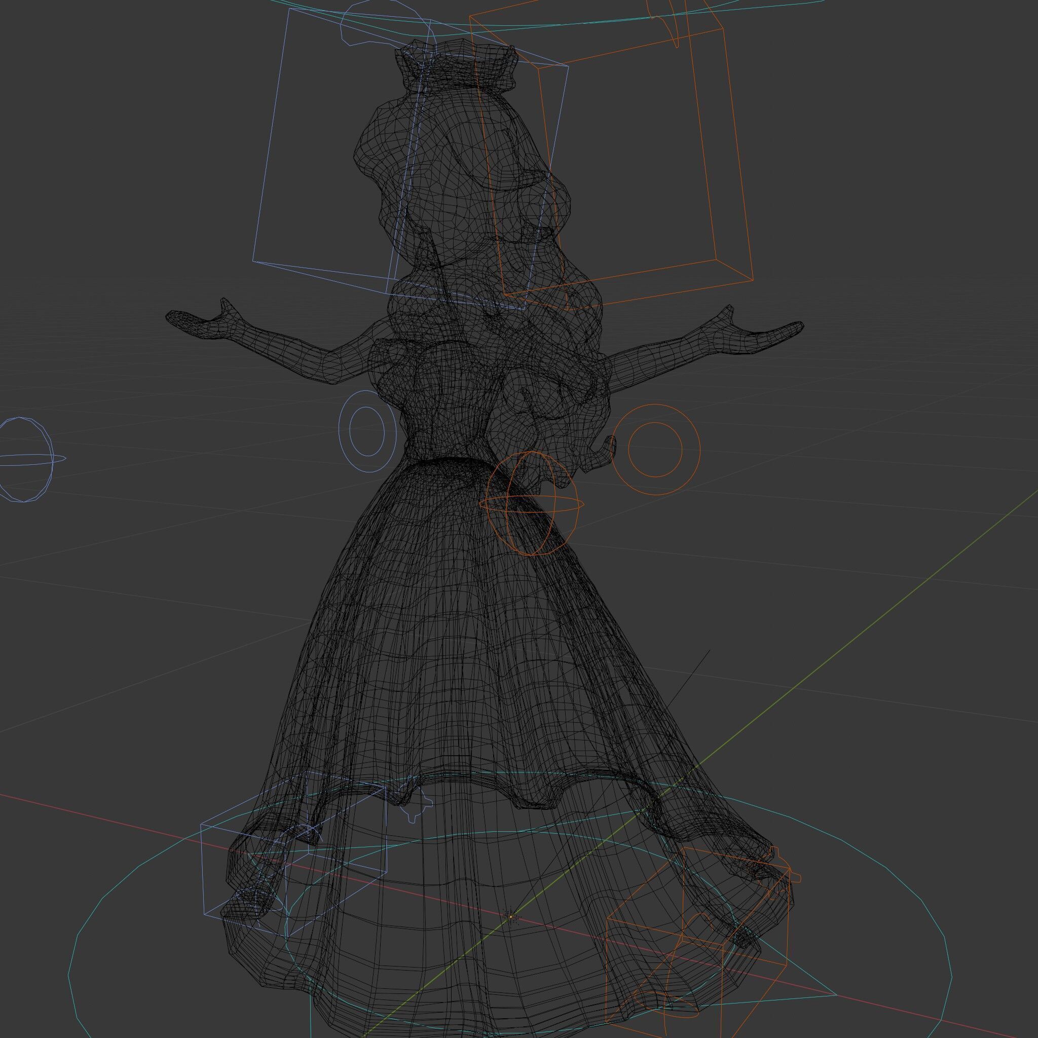 Elegant RedHaired Princess Character  Rigged and Animated Low-poly 3D model_9
