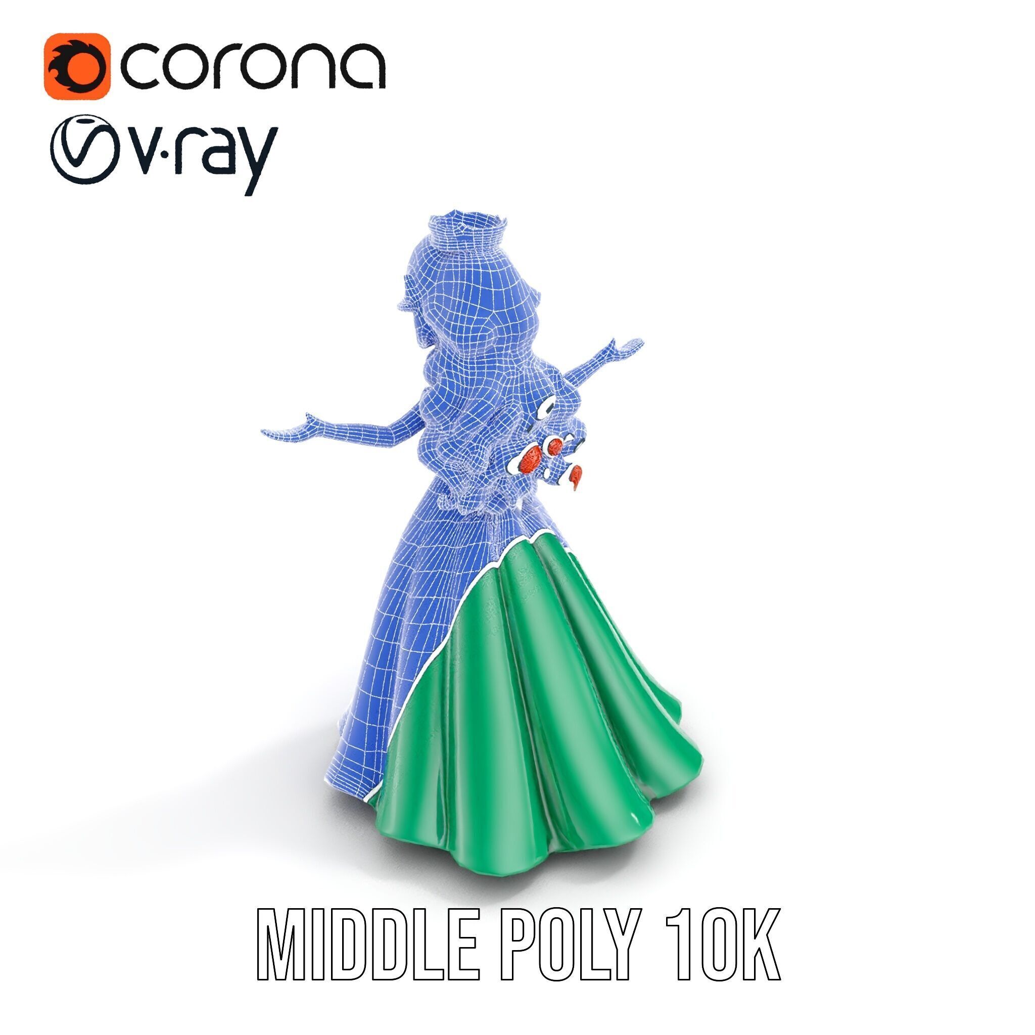 Elegant RedHaired Princess Character  Rigged and Animated Low-poly 3D model_33