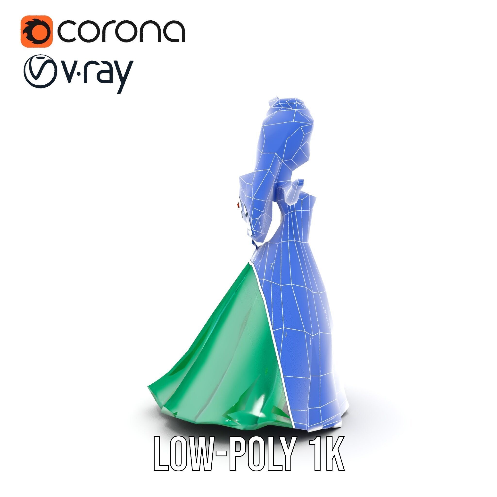 Elegant RedHaired Princess Character  Rigged and Animated Low-poly 3D model_16