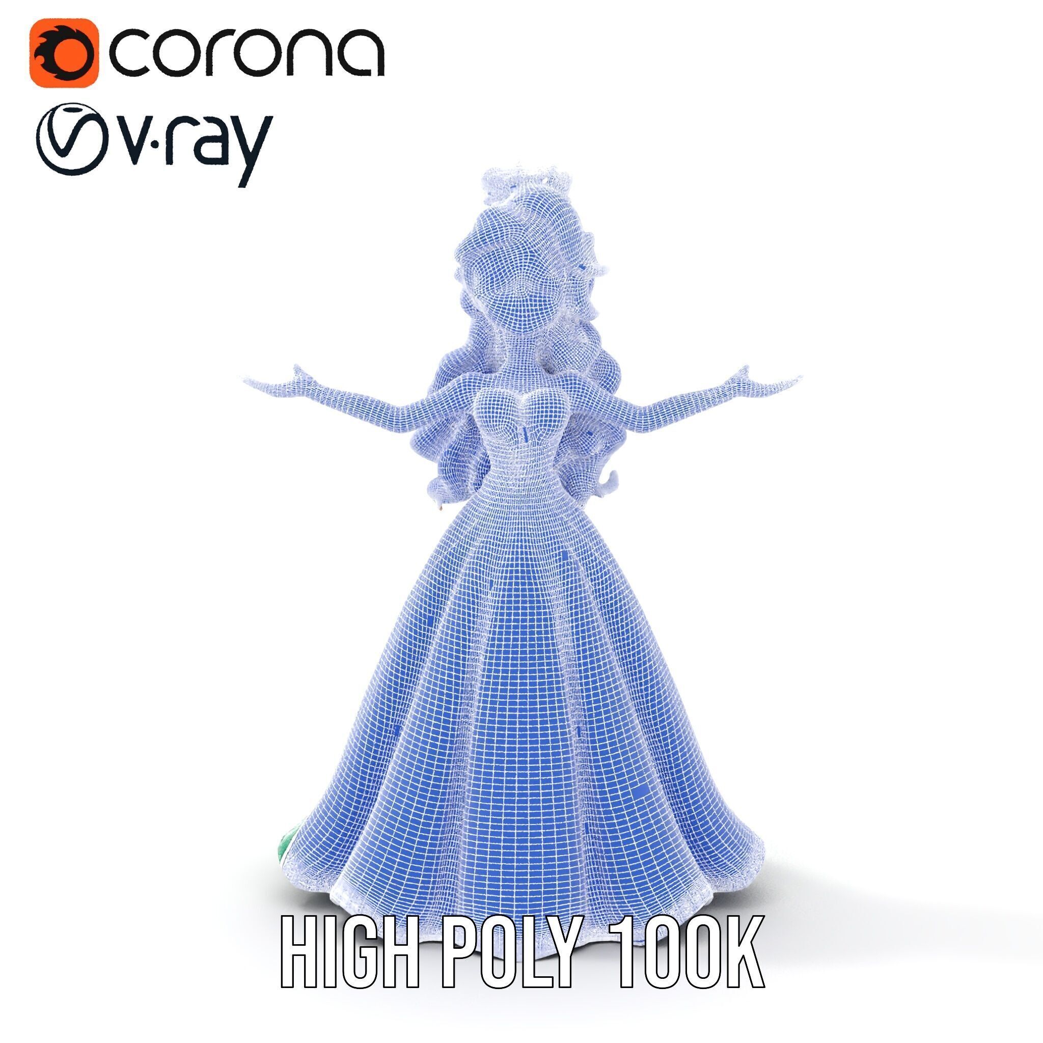 Elegant RedHaired Princess Character  Rigged and Animated Low-poly 3D model_39