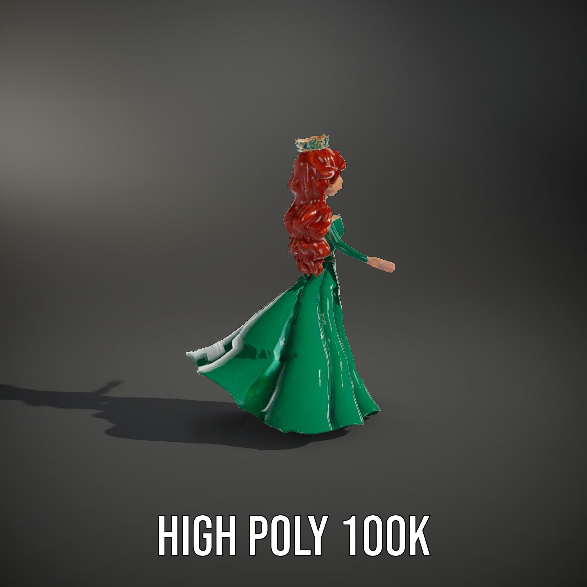 Elegant RedHaired Princess Character  Rigged and Animated Low-poly 3D model_8